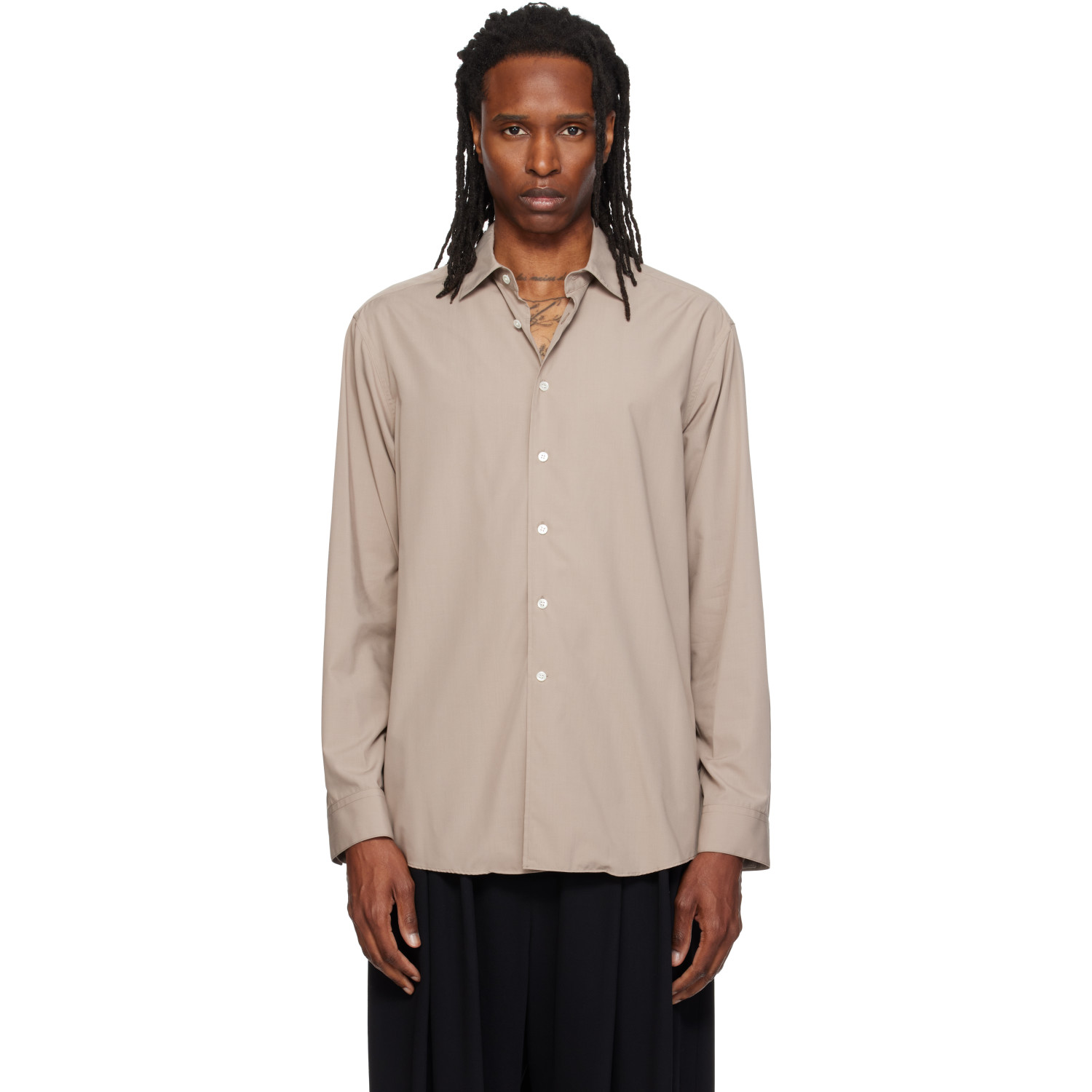 SOSHIOTSUKI Beige Rayon Oversized Shirt