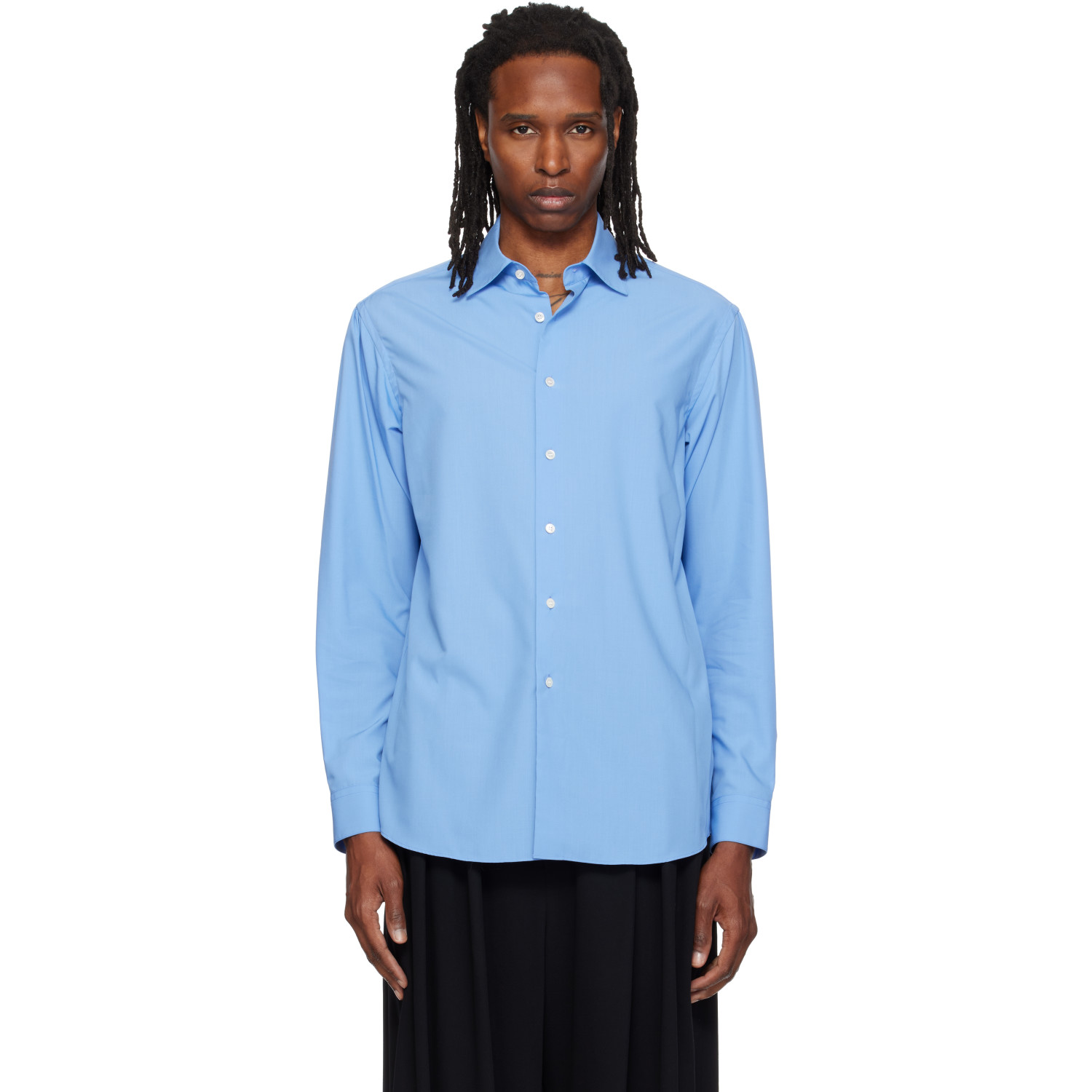 SOSHIOTSUKI Blue Bias Cut Oxford Dress Shirt
