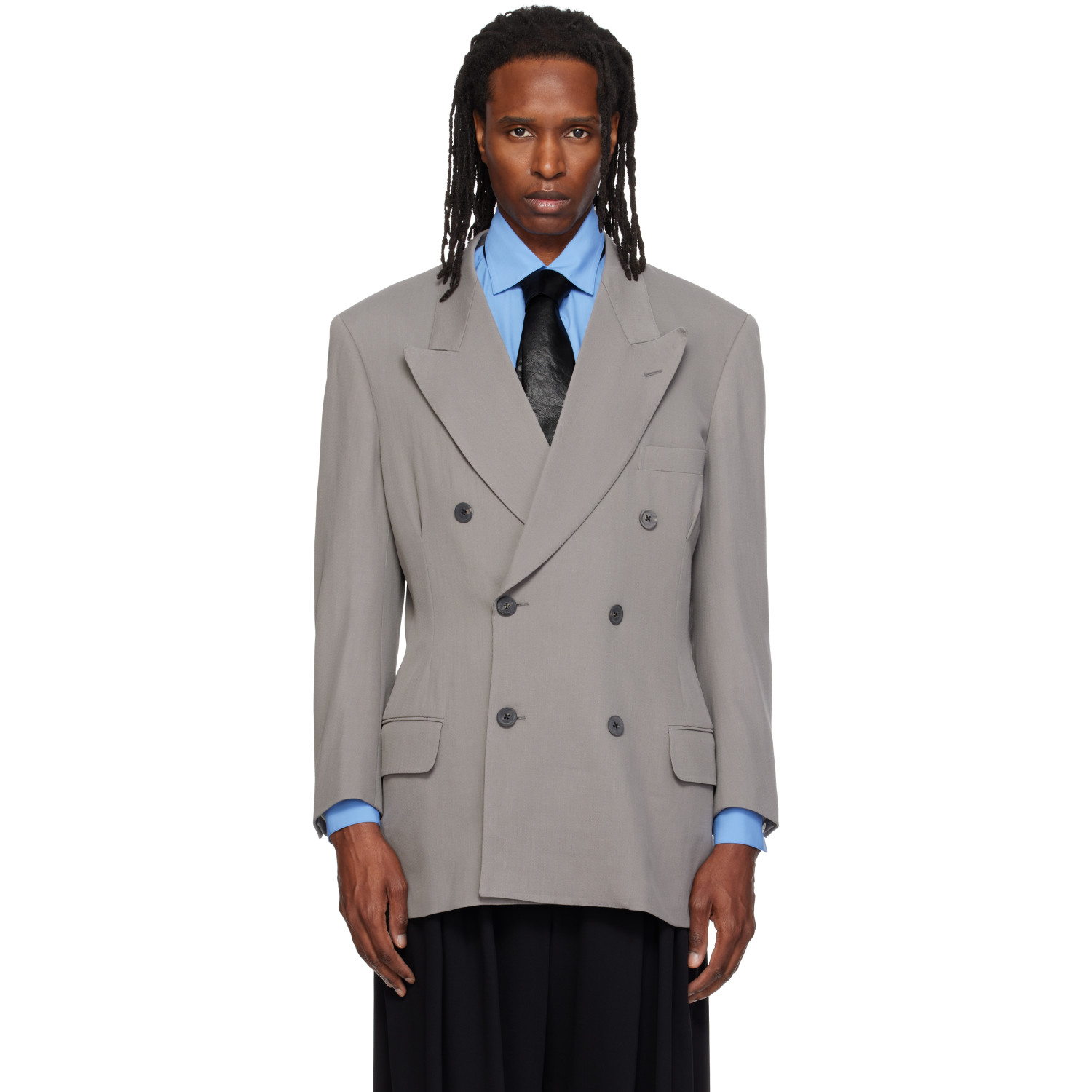 SOSHIOTSUKI Gray 80s Classic 6B Shaped Blazer