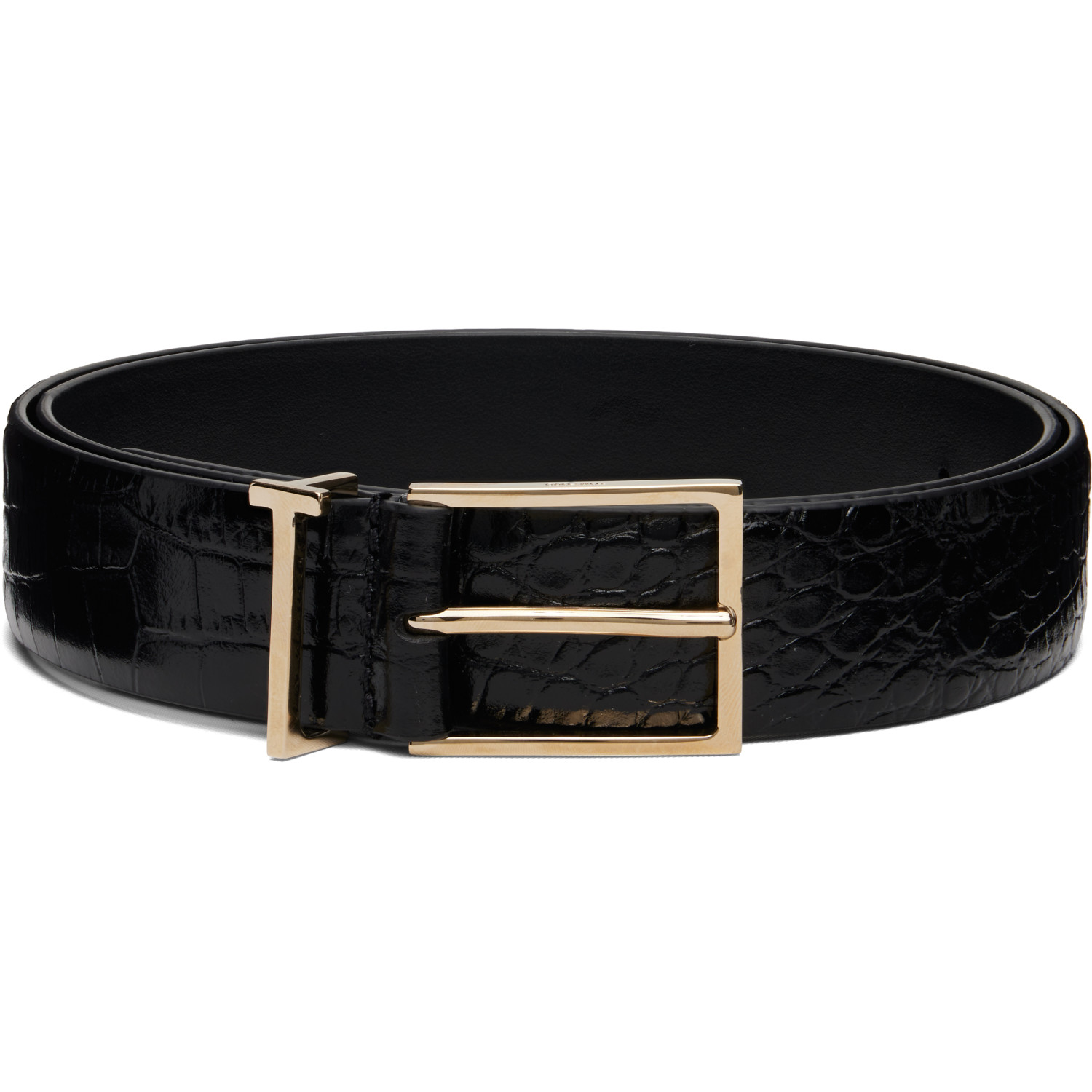 TOM FORD Black Soft Printed Croc Belt