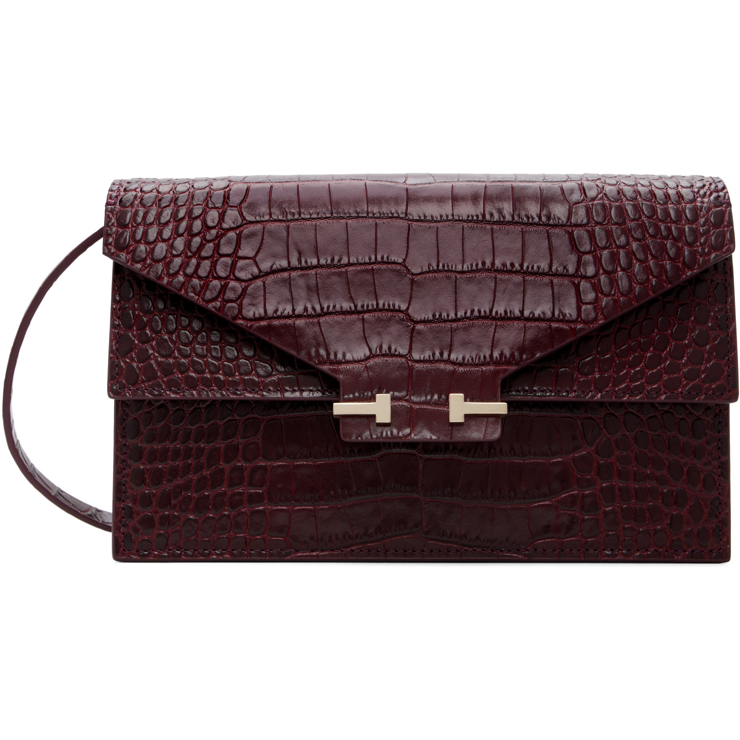 TOM FORD Burgundy Soft Printed Croc Mini Bag