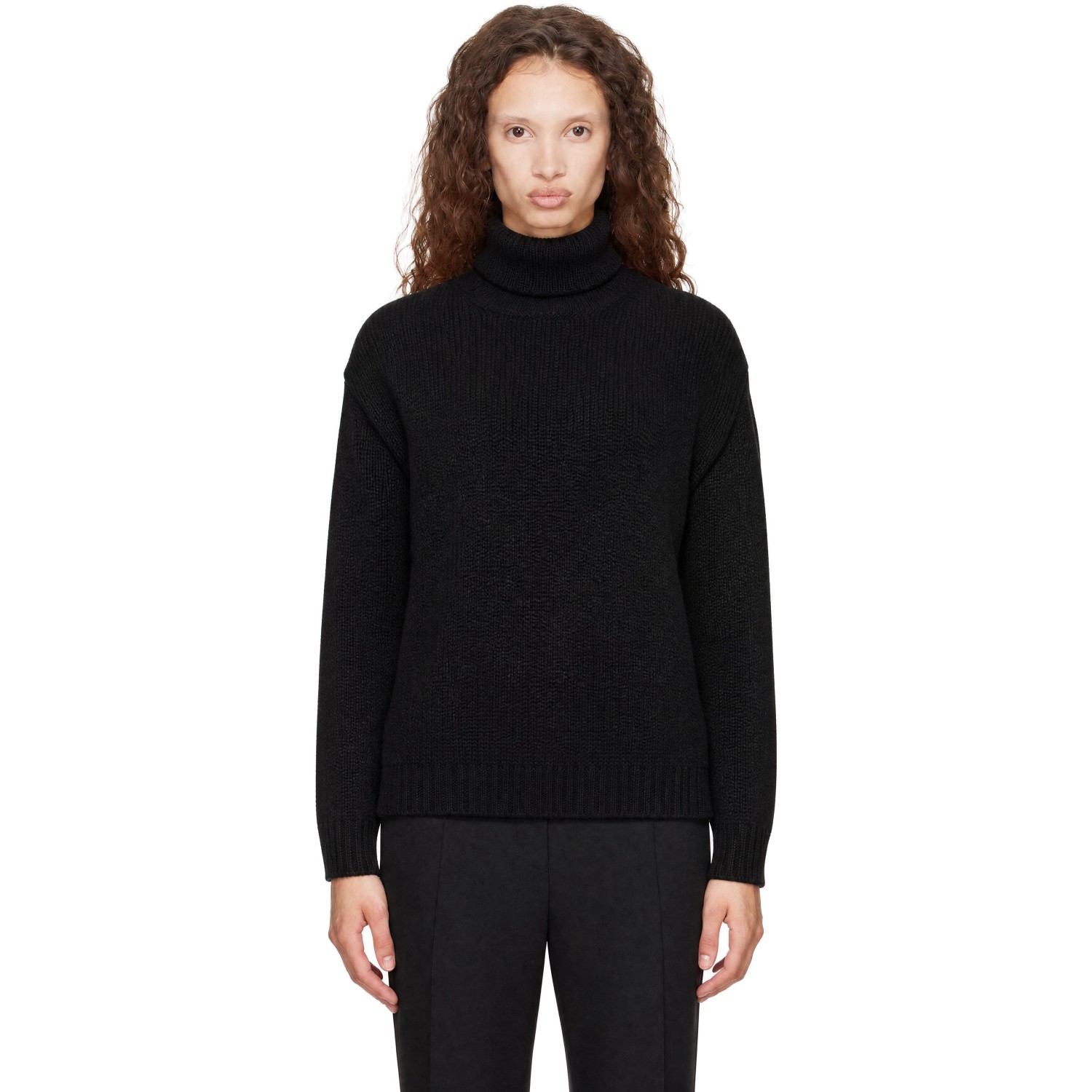 TOM FORD Black Wool Cashmere Mohair Turtleneck Knit Sweater