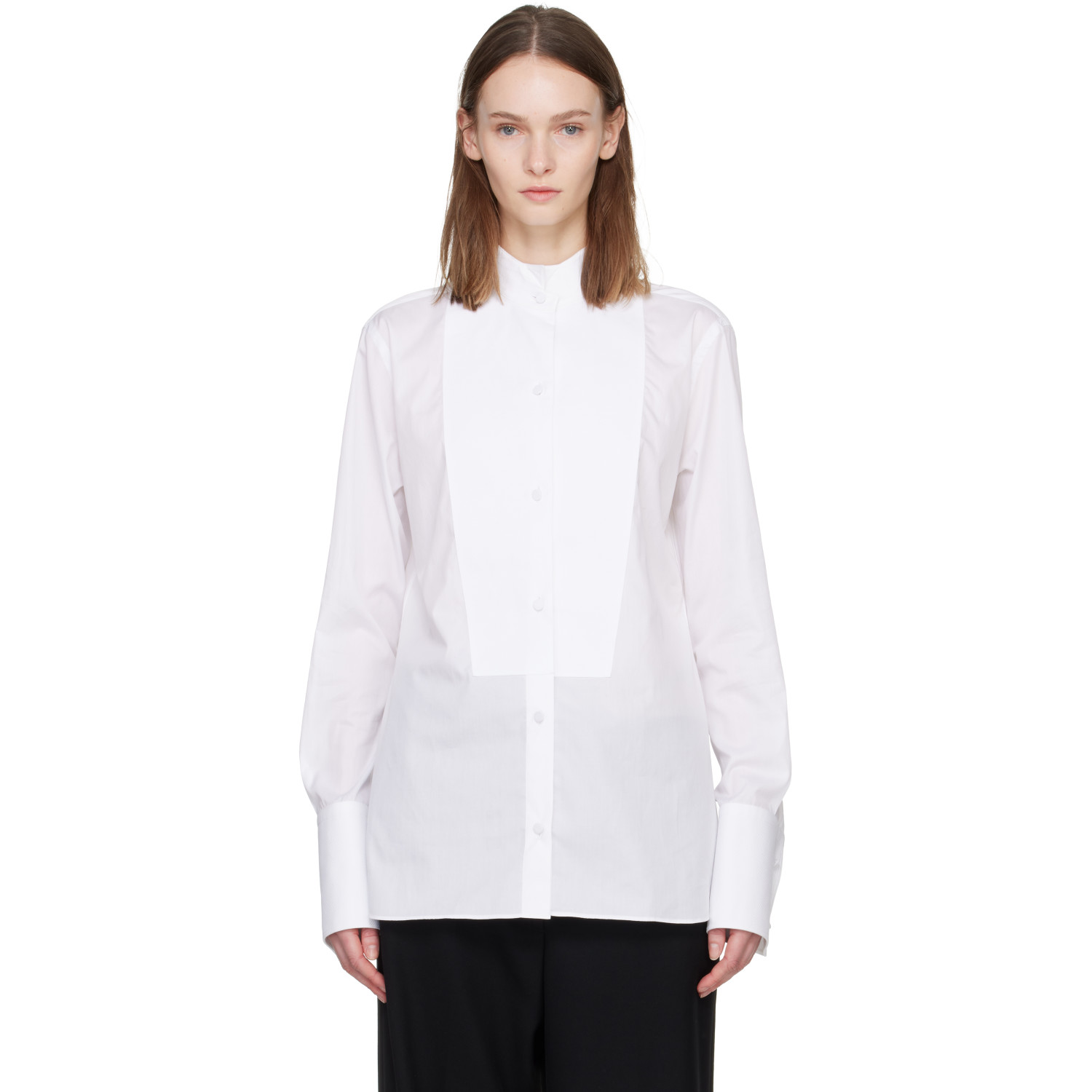 TOM FORD White Fine Cotton Tuxedo Shirt