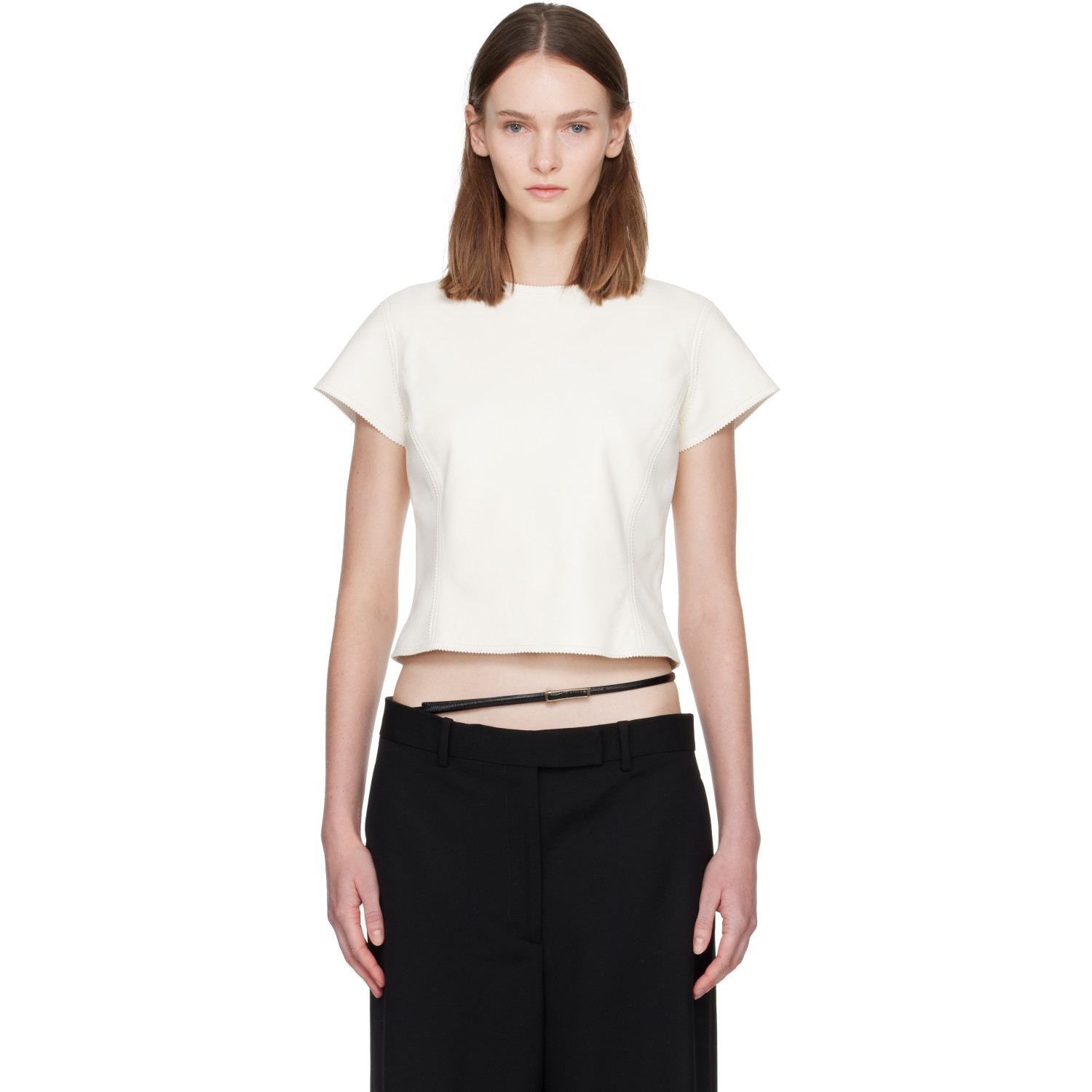 TOM FORD Off-White Lightweight Guanteria Fitted Lambskin T-shirt