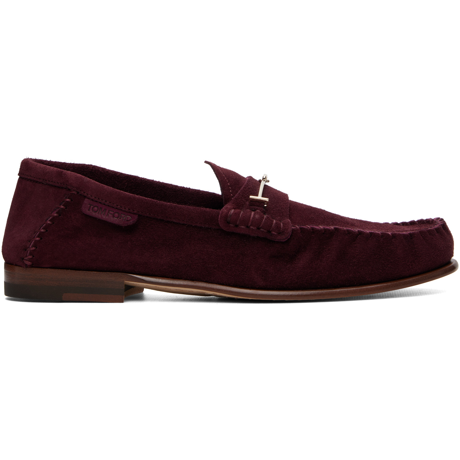 TOM FORD Burgundy Soft Suede Ripley Loafers