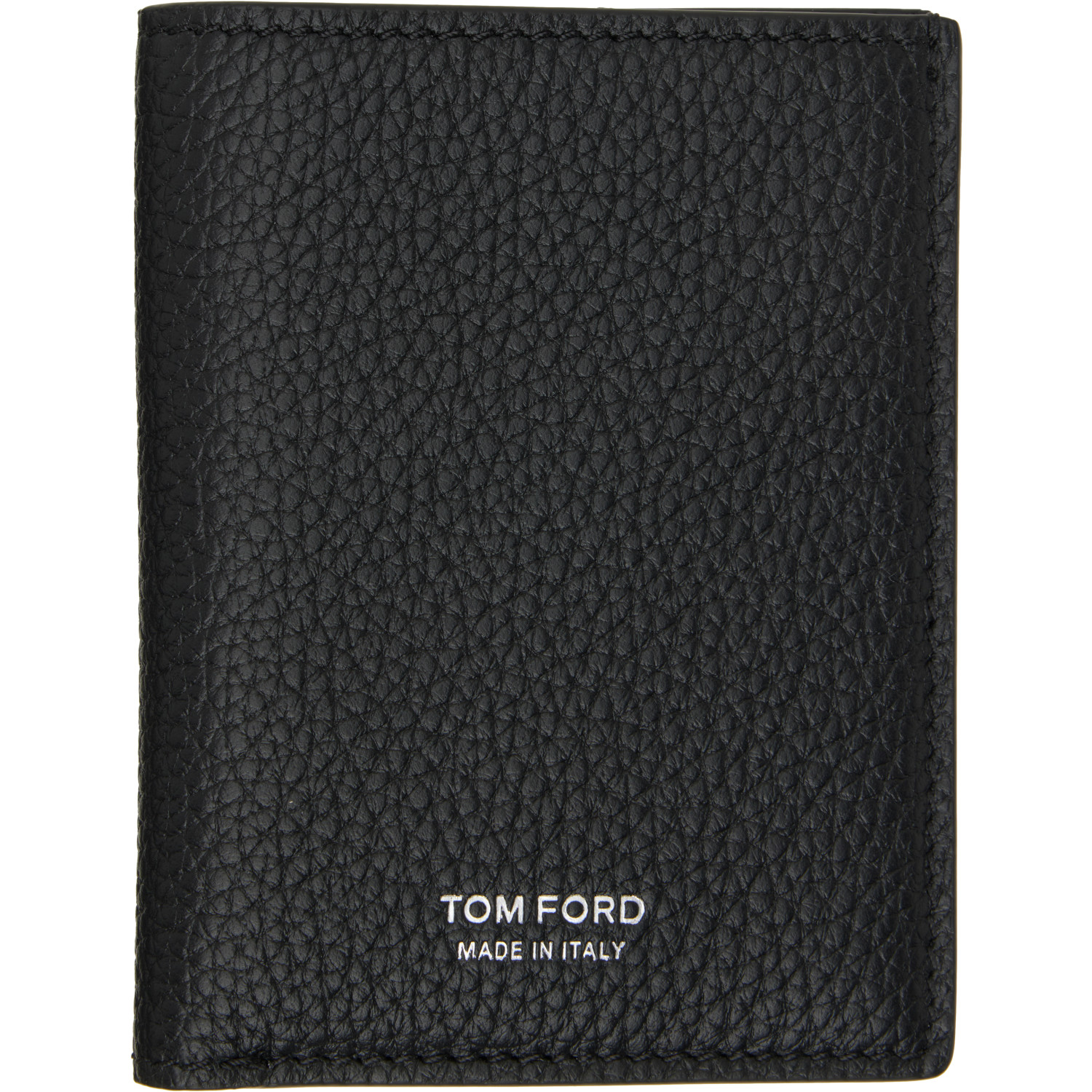 TOM FORD Black Grain Leather Folding Card Holder