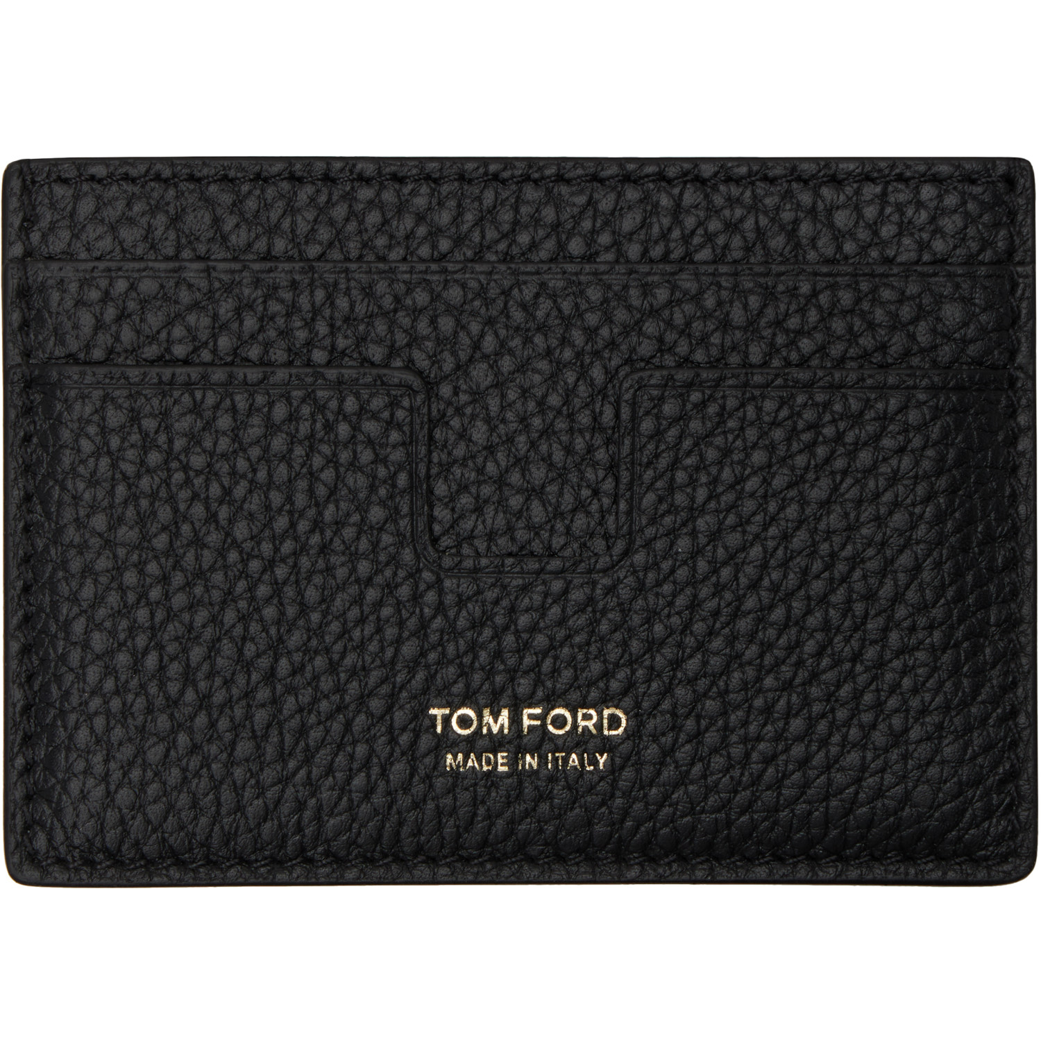 TOM FORD Black Soft Grain Leather Money Clip Card Holder