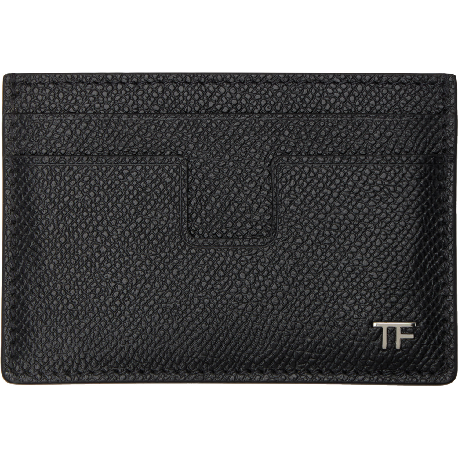 TOM FORD Black Small Grain Leather Classic Card Holder