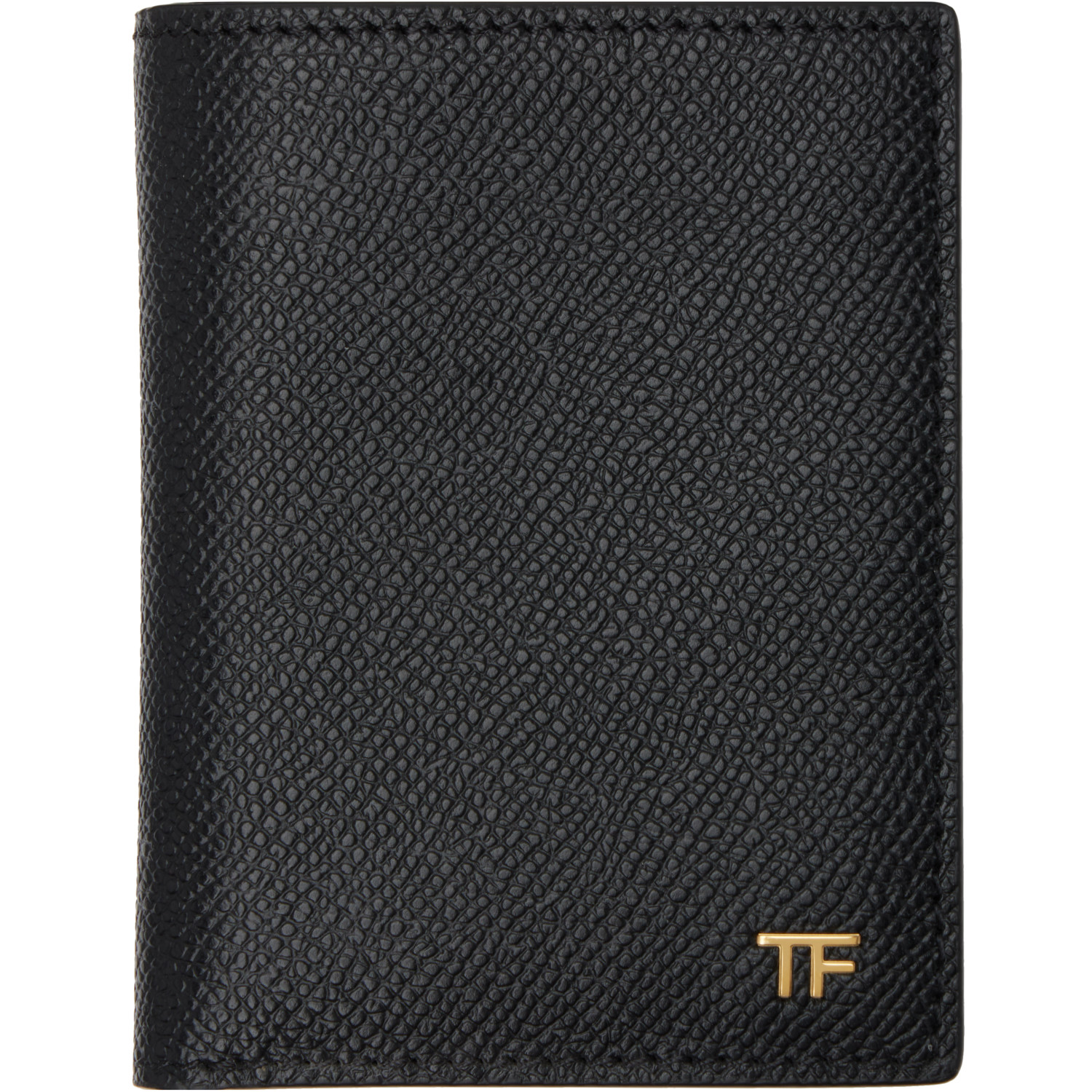TOM FORD Black Small Grain Leather Folding Card Holder