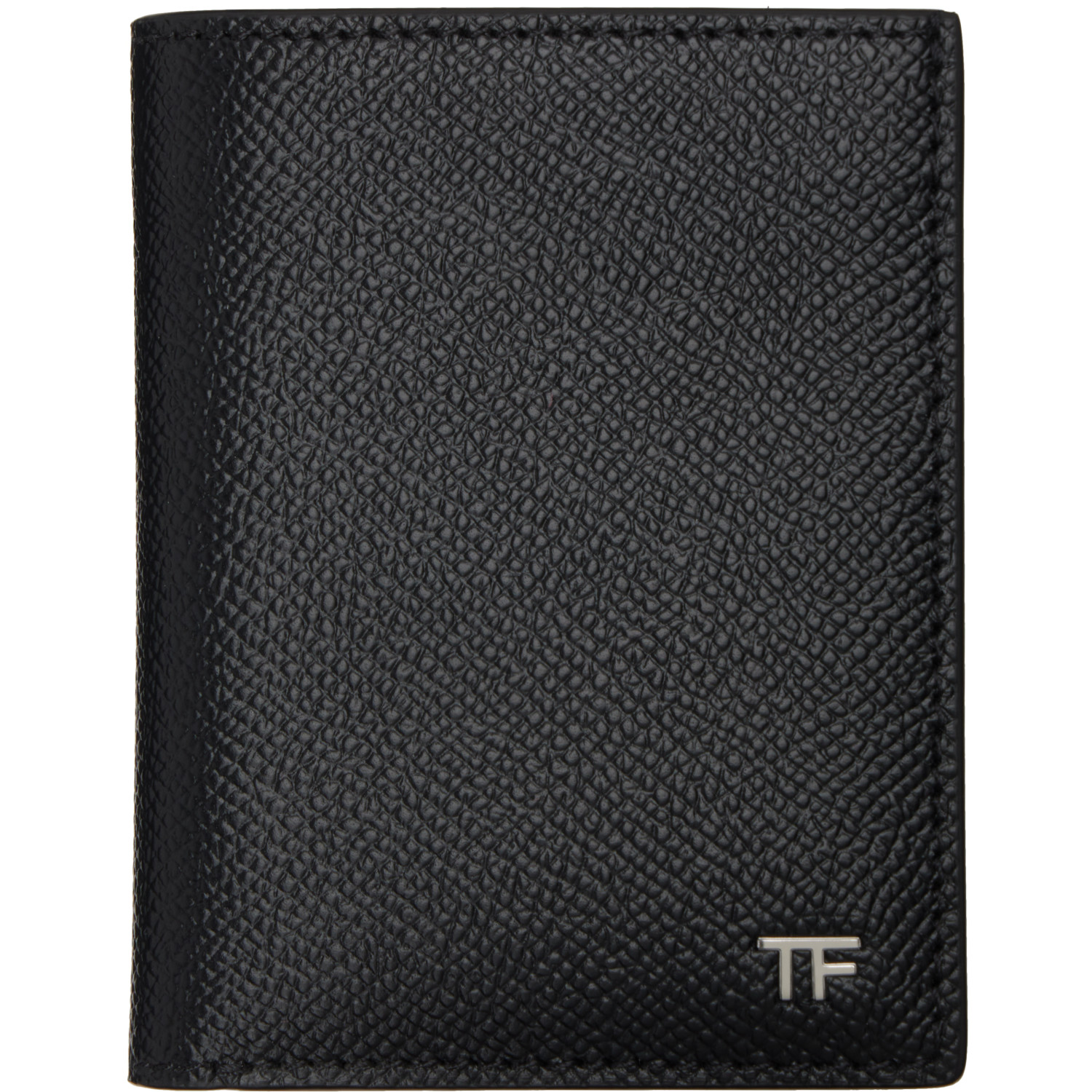 TOM FORD Black Small Grain Leather Folding Card Holder