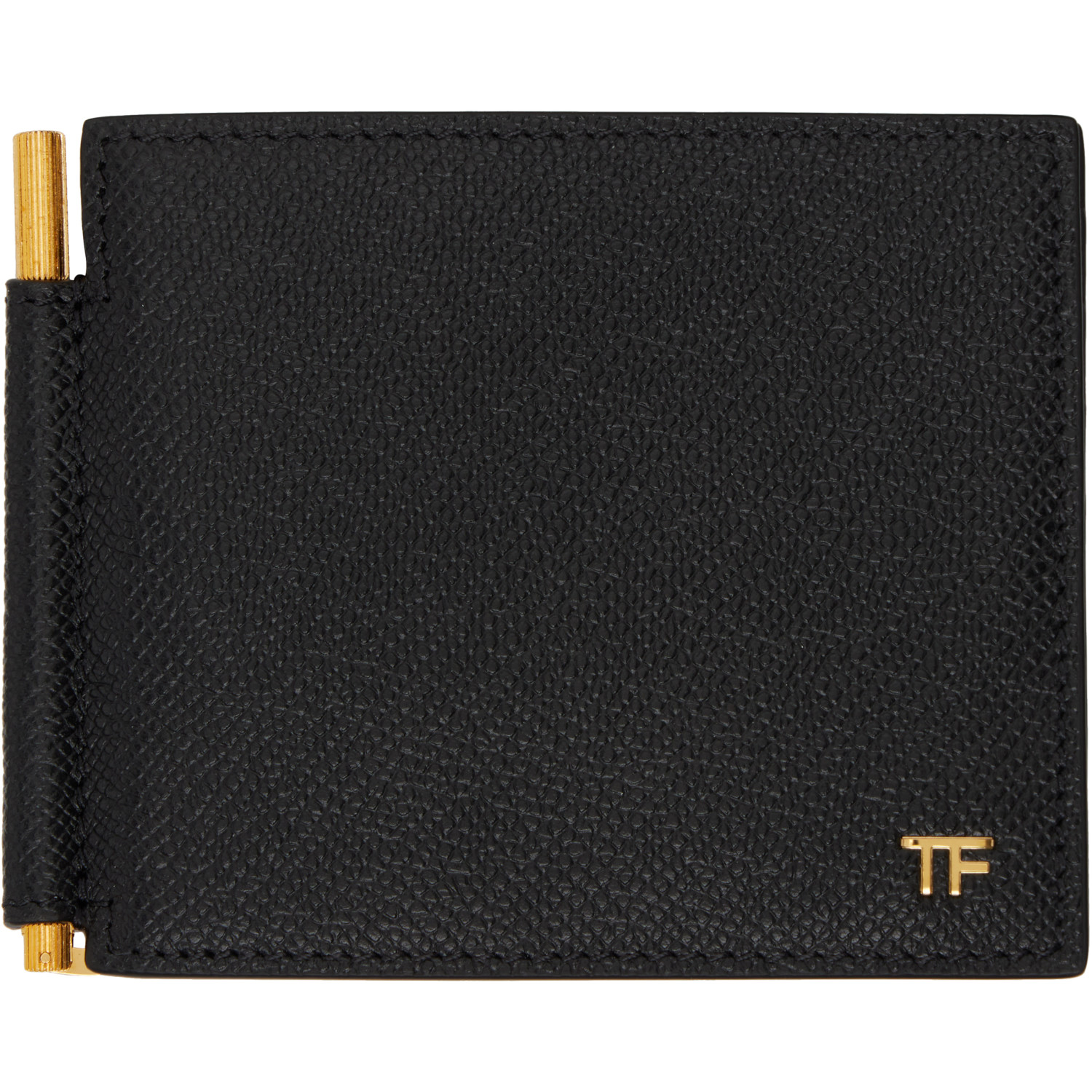 TOM FORD Black Small Grain Leather Money Clip Wallet