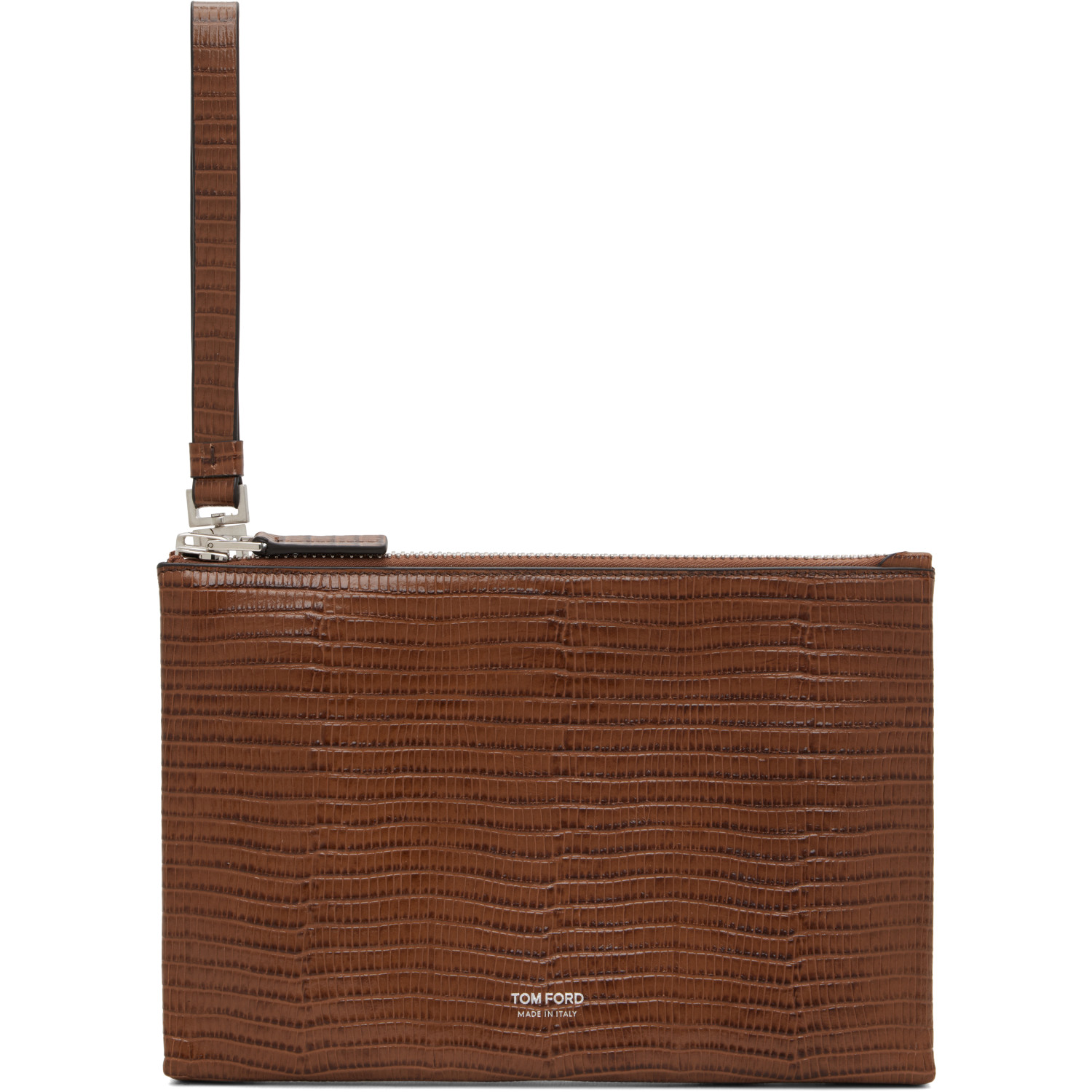 TOM FORD Brown Tejus Minimal Line Wristlet Slim Pouch