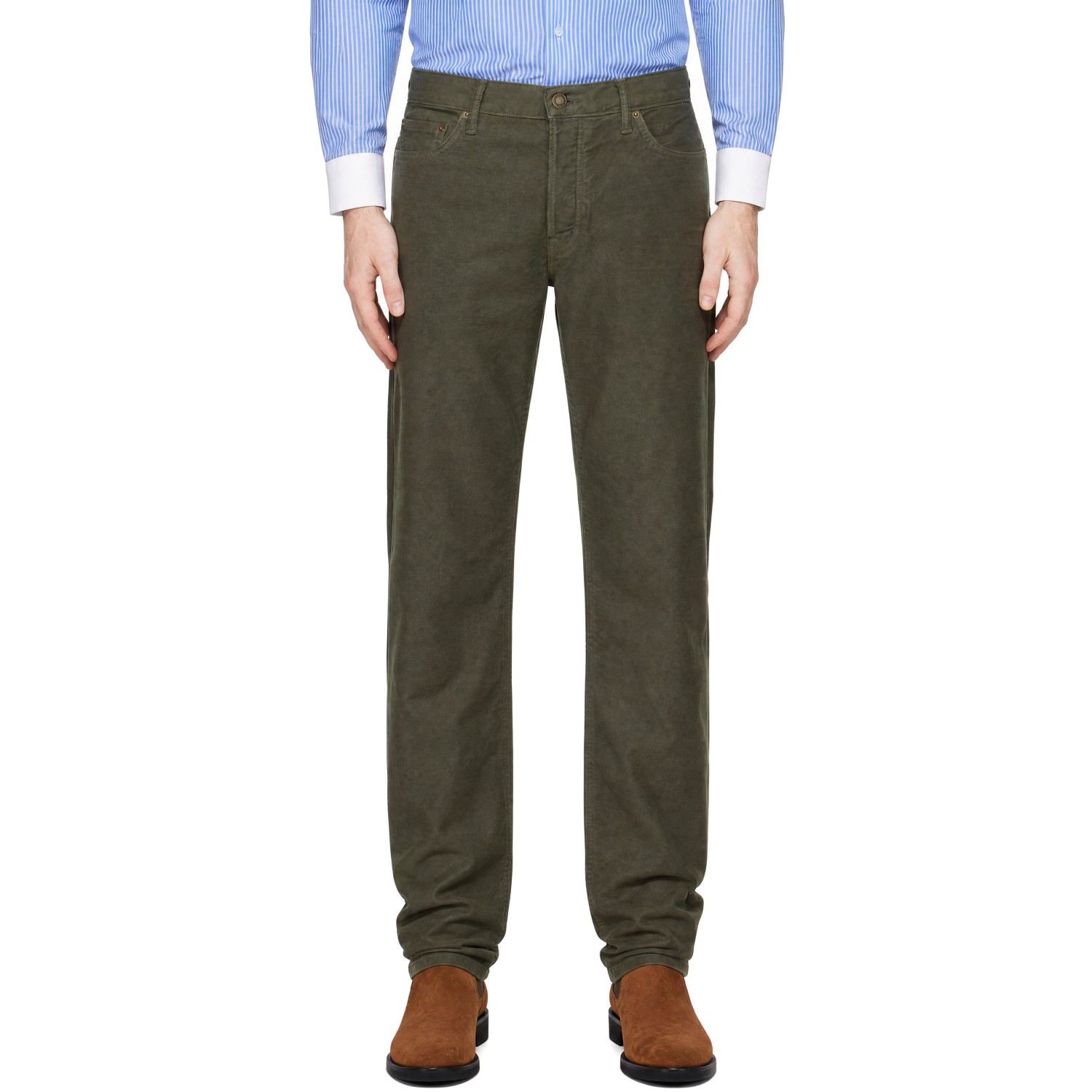 TOM FORD Green Moleskin 50's Straight Fit Trousers