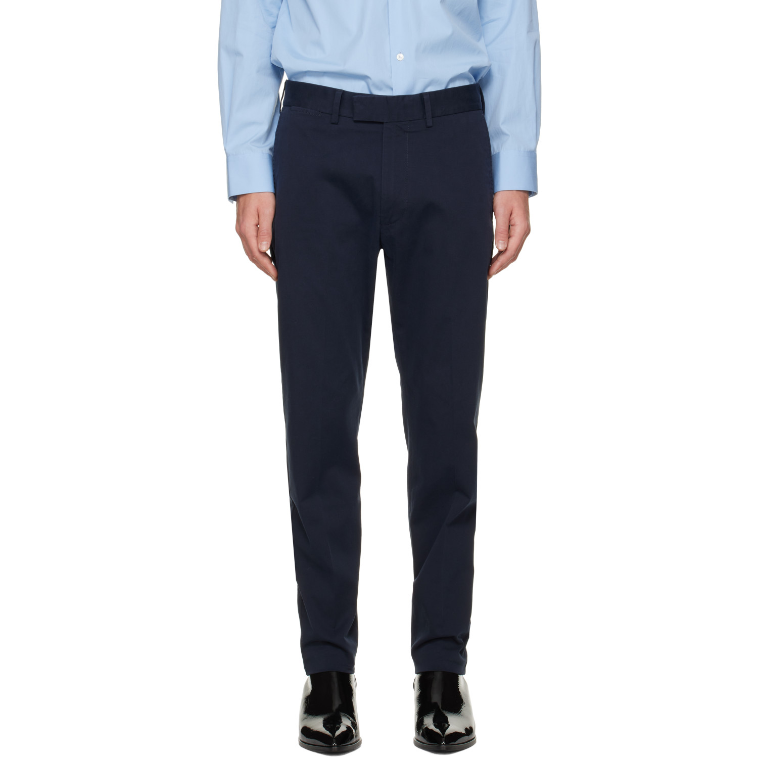 TOM FORD Navy Stretch Cotton Twill Trousers