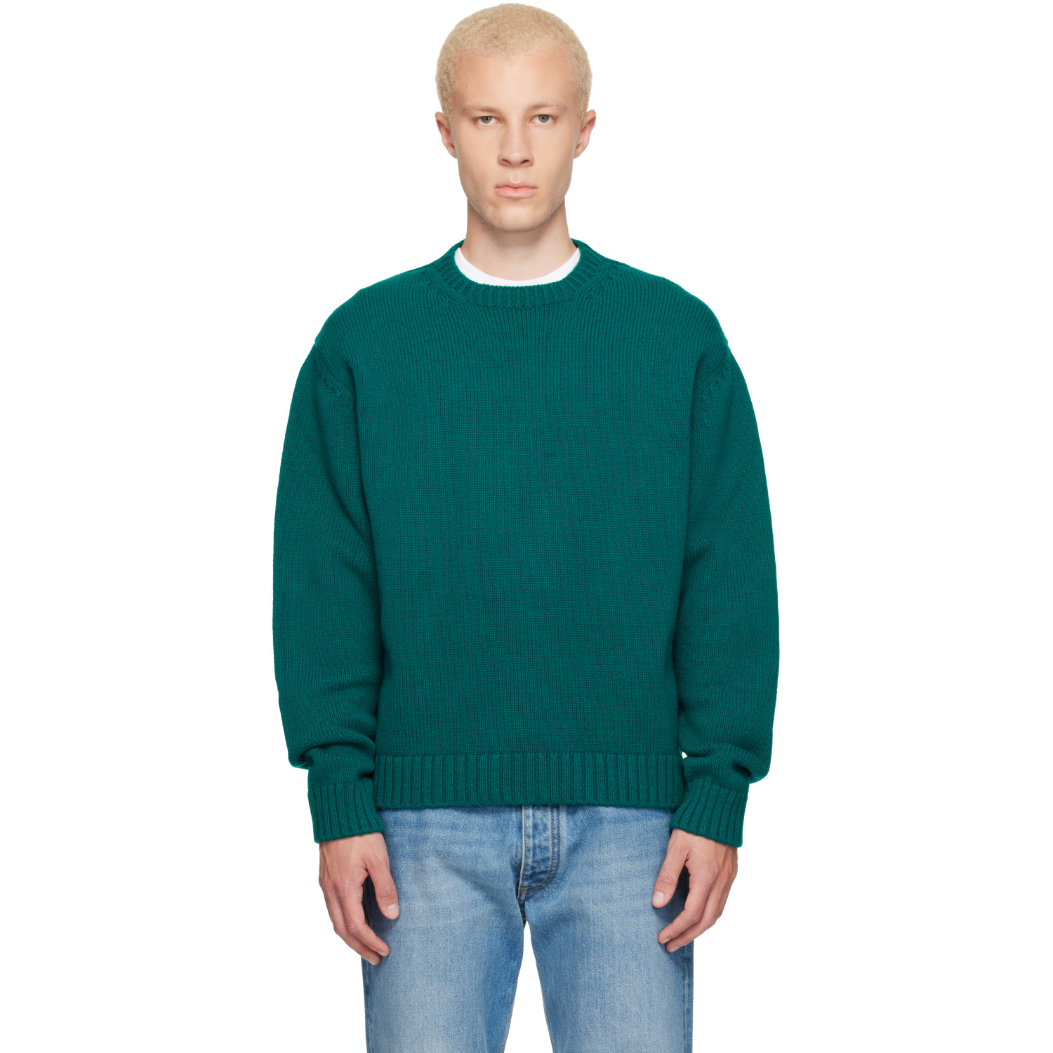 TOM FORD Green Cashmere Wool Crew Neck Sweater