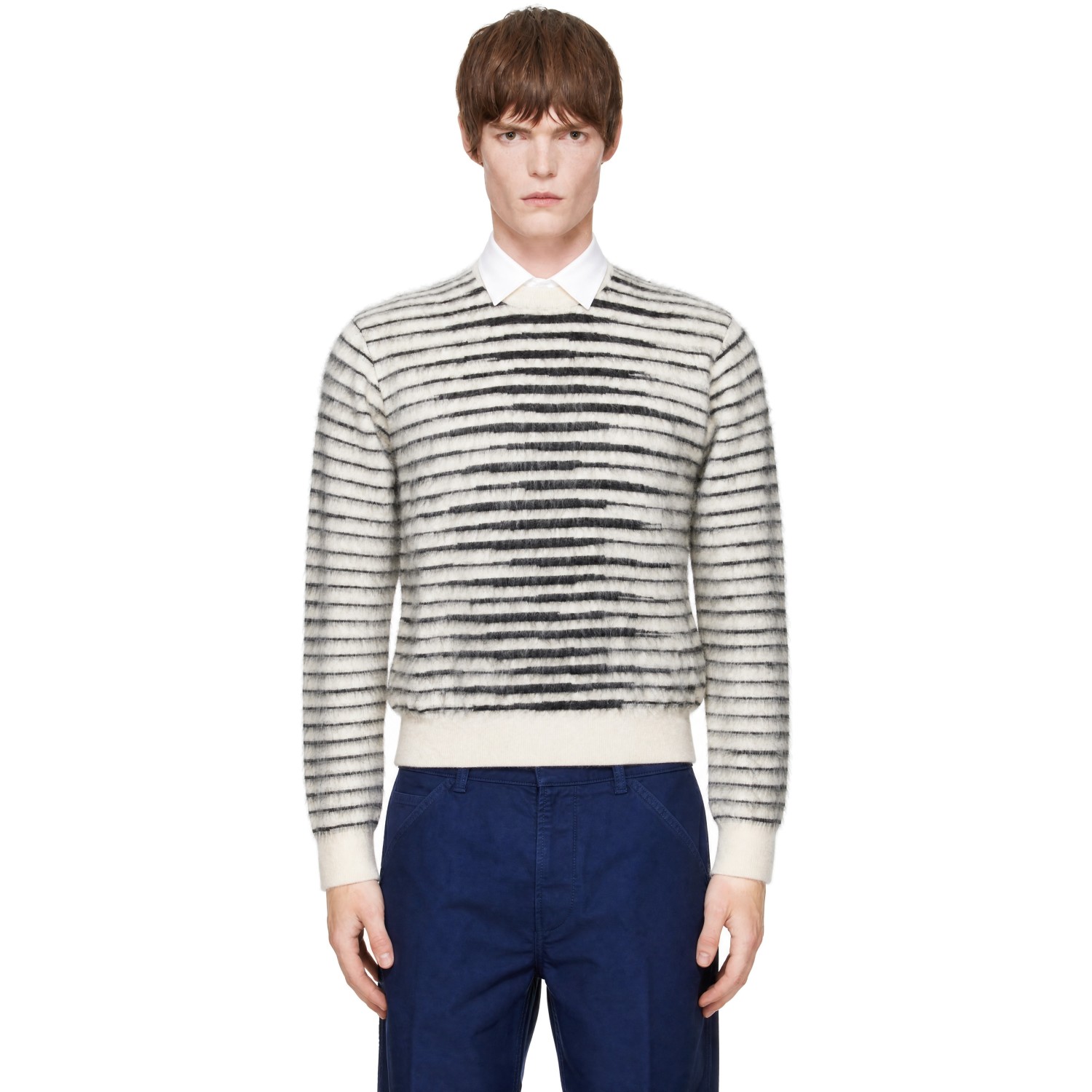 TOM FORD White Brushed Mohair Crew Neck Sweater