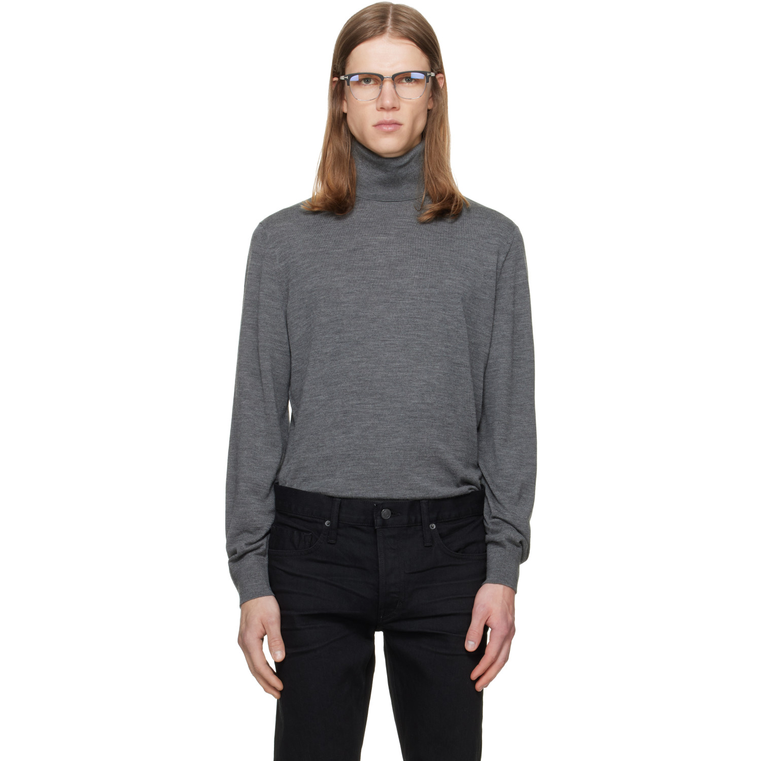 TOM FORD Gray Fine Gauge Pure Wool Turtleneck
