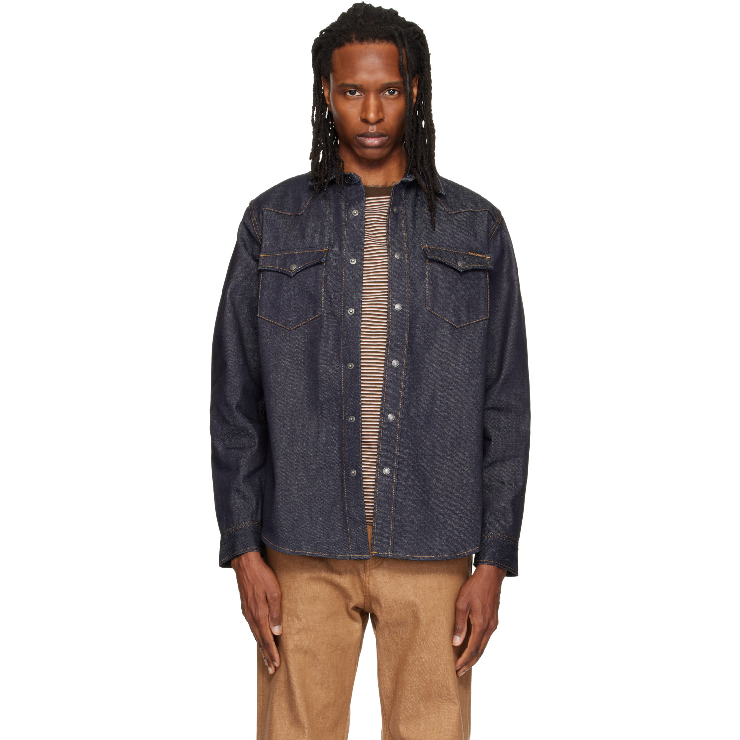 Nudie Jeans Navy George Ace Selvage Denim Shirt