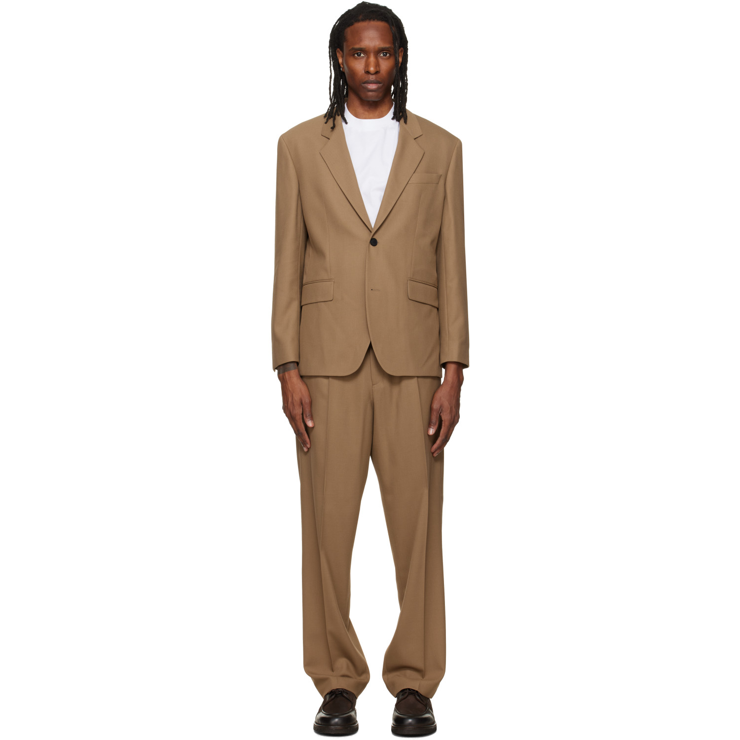 Hugo Beige Two-Piece Modern-Fit Stretch Twill Suit