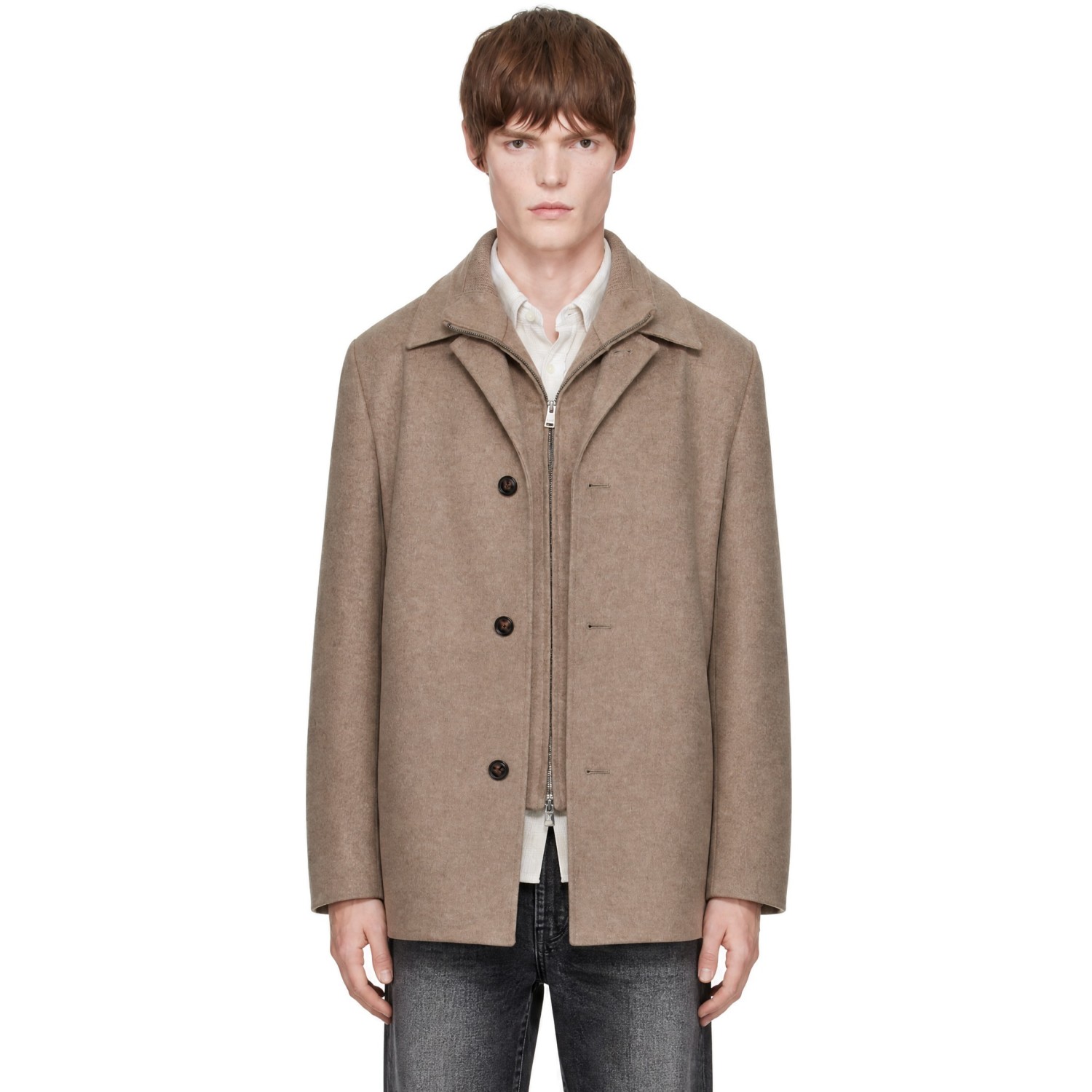 BOSS Tan Relaxed-Fit Formal Coat