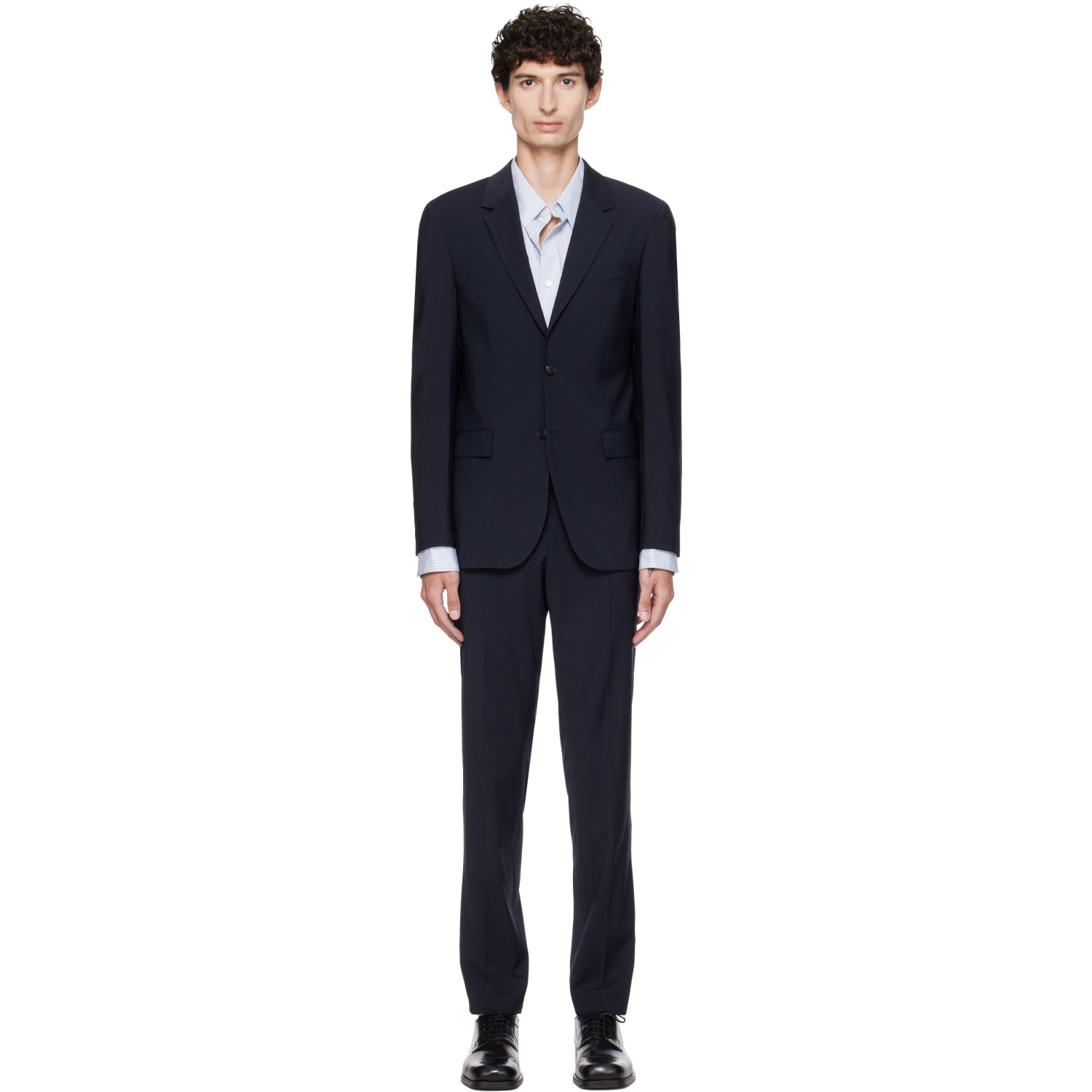 BOSS Navy Two-Piece Slim-Fit Stretch Virgin Wool Suit
