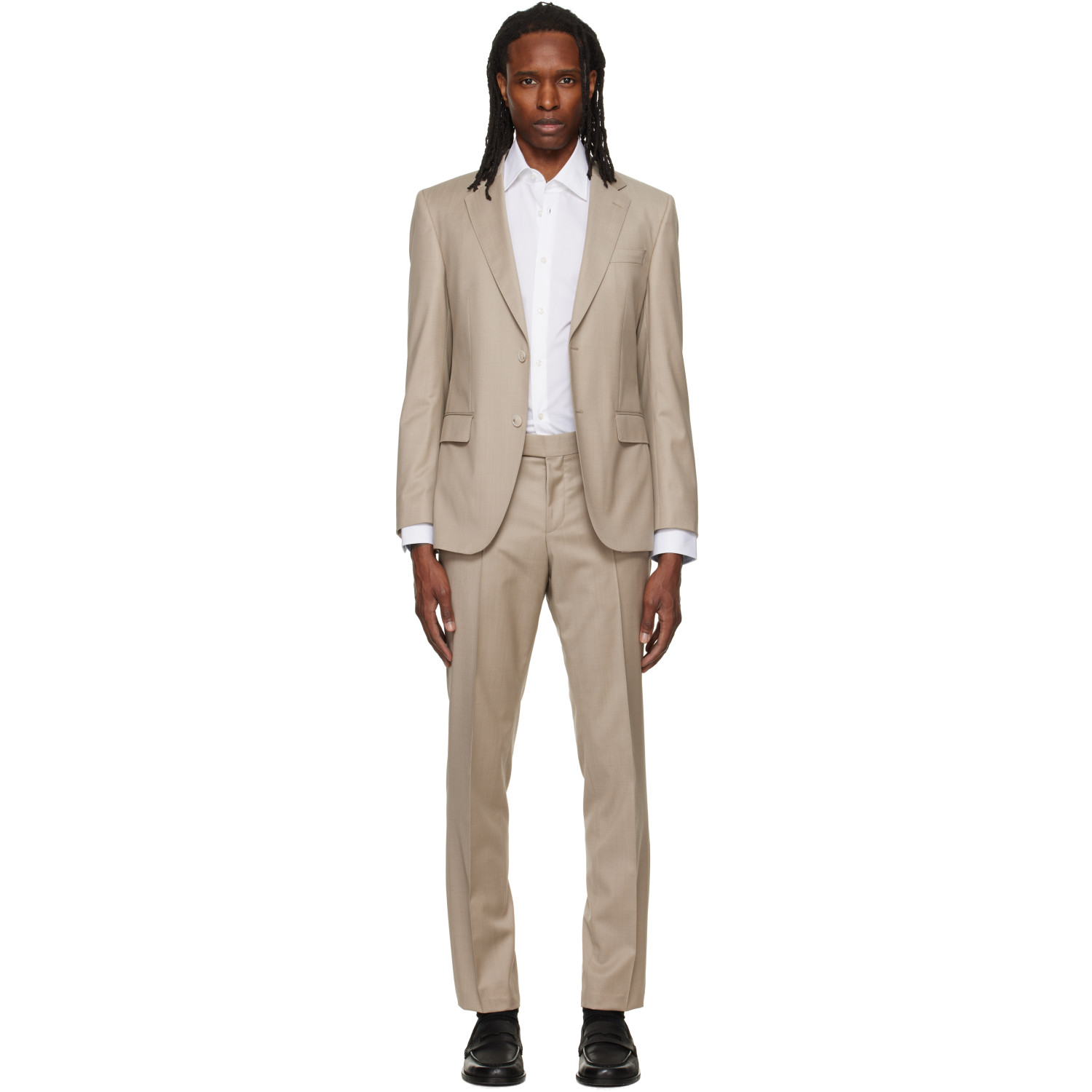 BOSS Beige Single-Breasted Suit