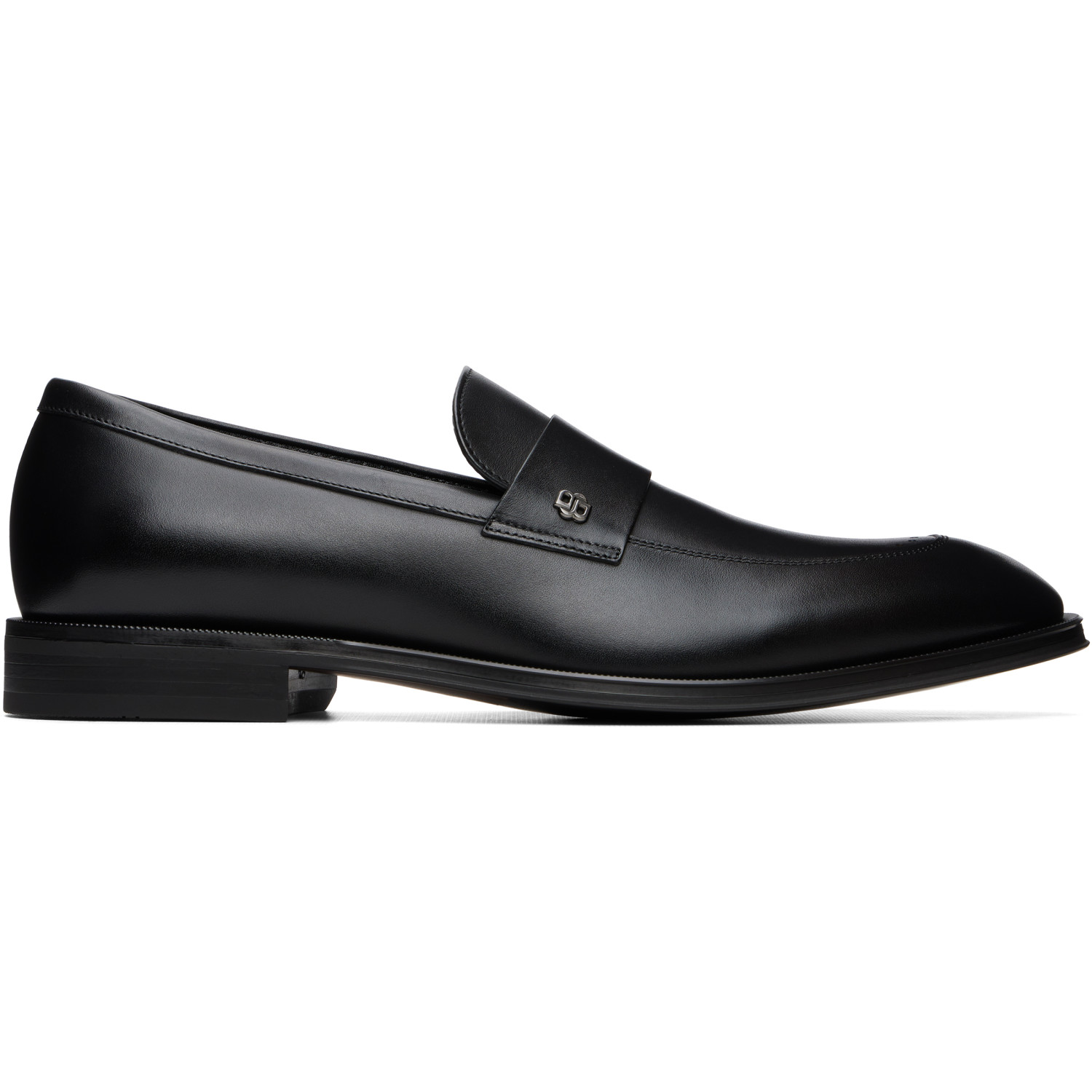 BOSS Black Double B Monogram Trim Leather Loafers