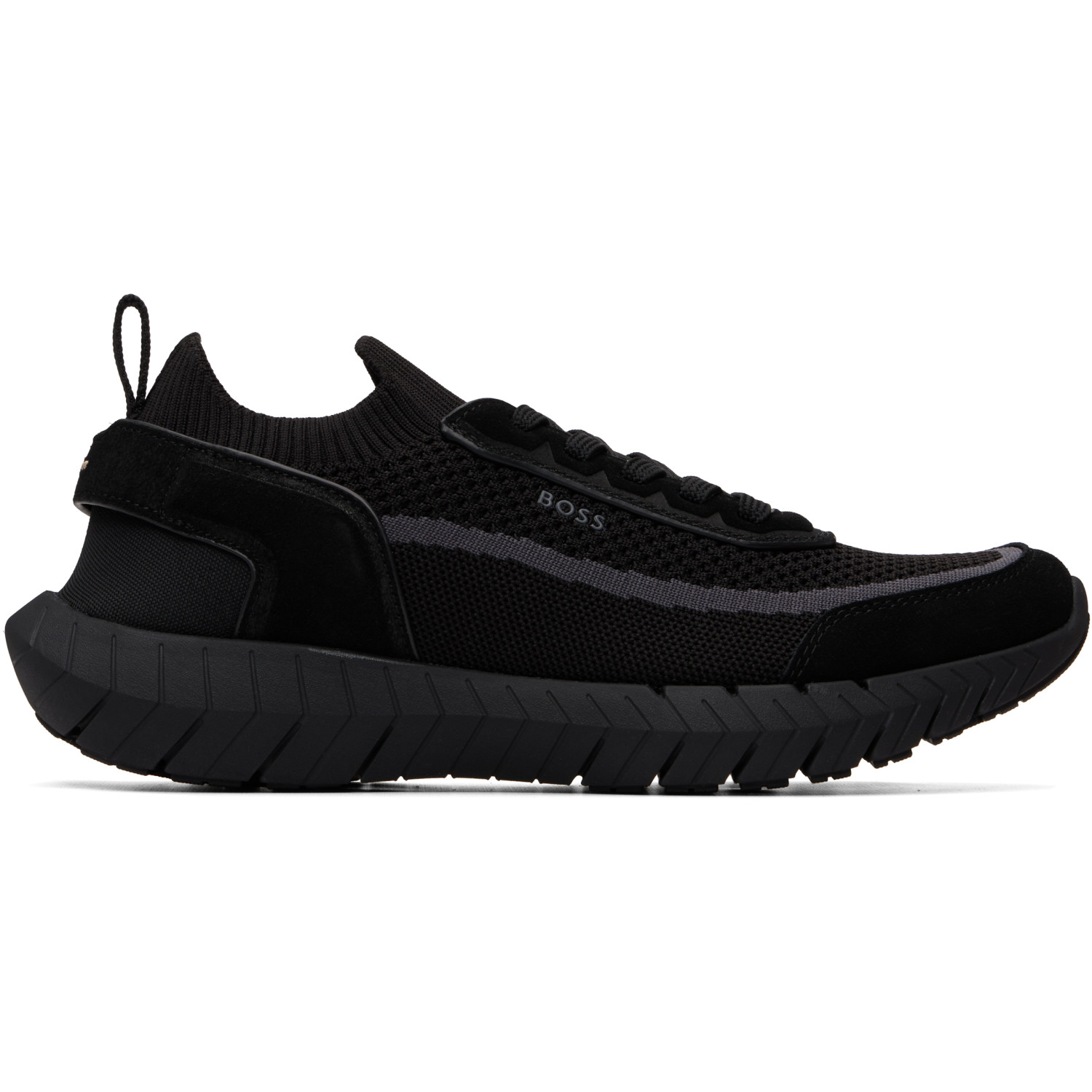 BOSS Black Suede Trims Sock Sneakers