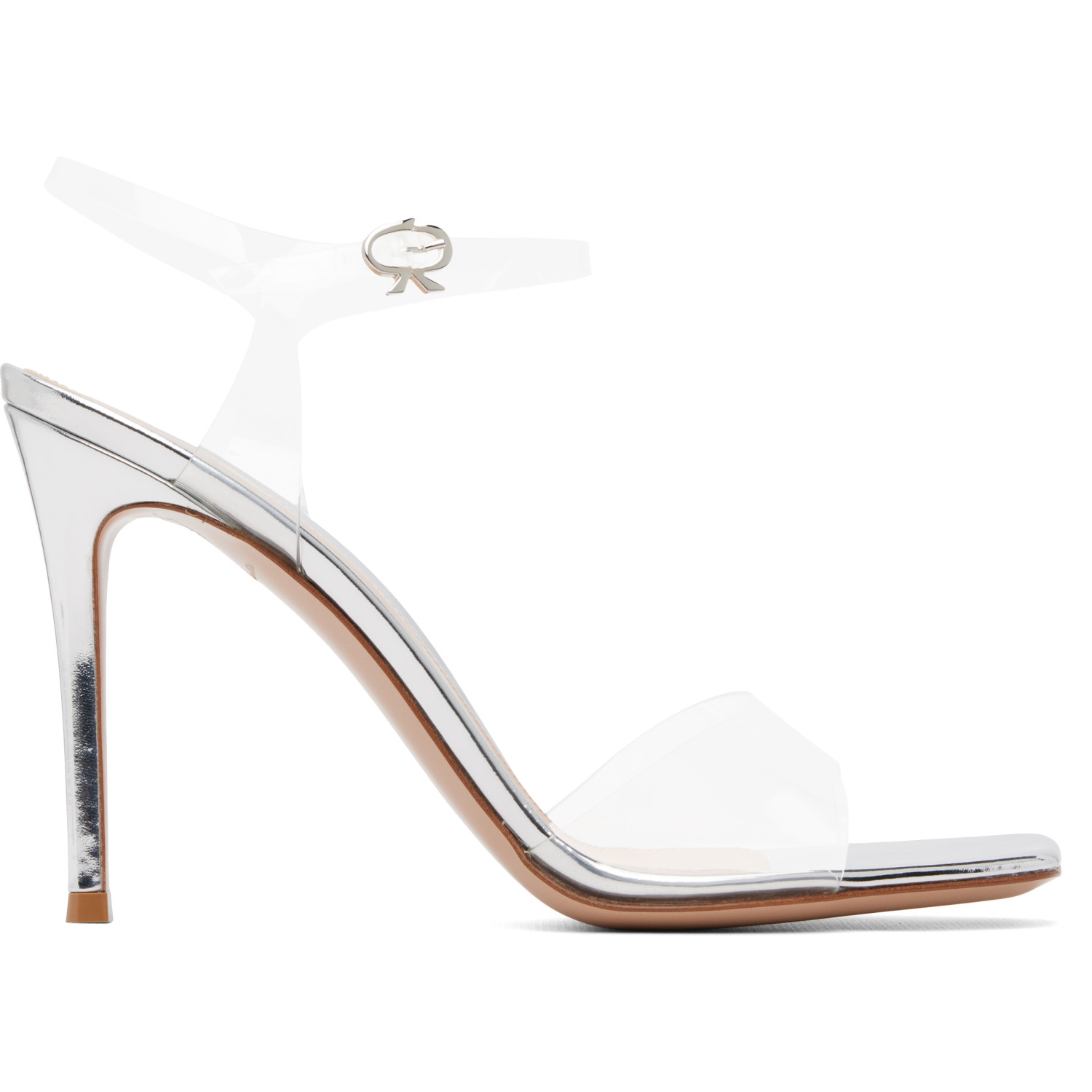 Gianvito Rossi Transparent & Silver Cher Heeled Sandals