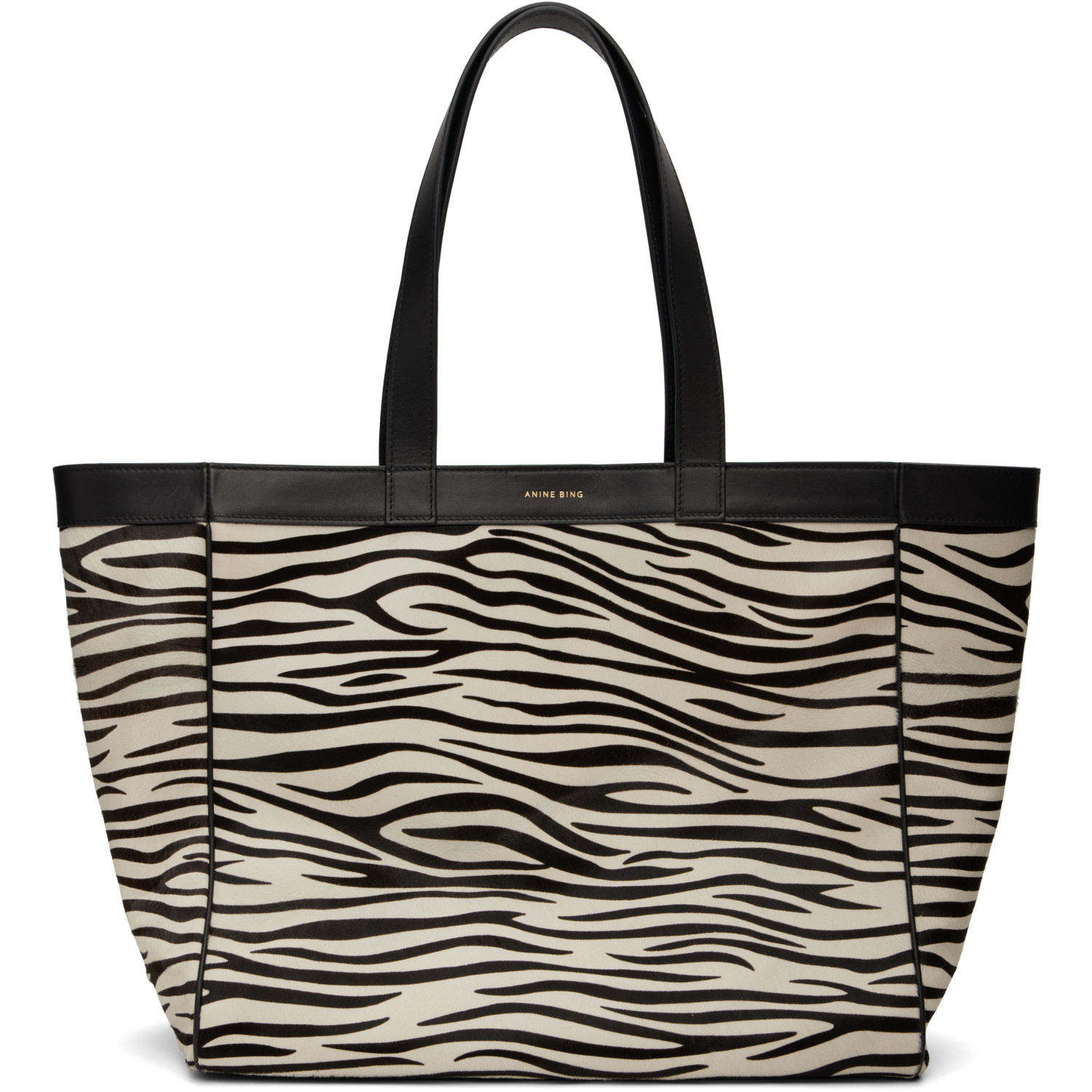 ANINE BING Black & White Medium Rio Tote