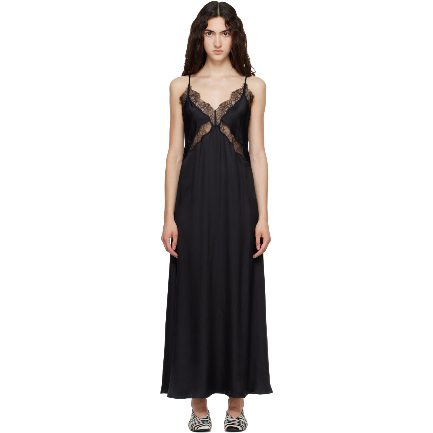 ANINE BING Black Magnolia Midi Dress