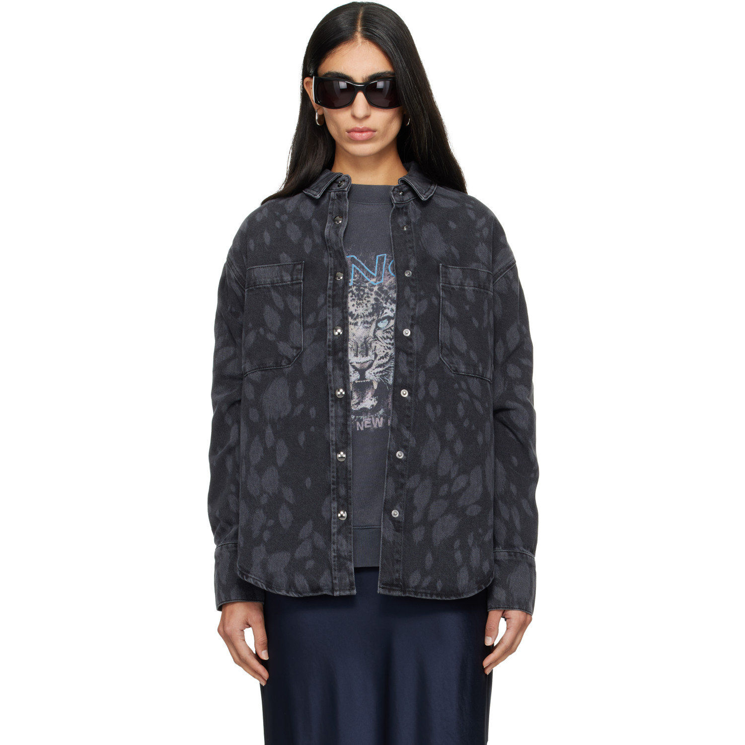 ANINE BING Black Samy Denim Shirt