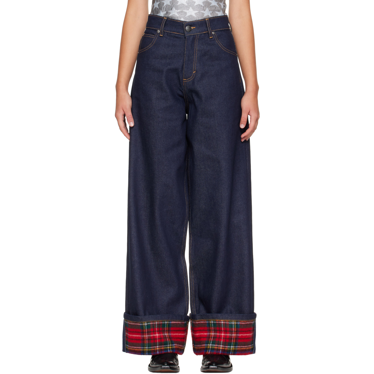 Charles Jeffrey LOVERBOY Navy Scarf Wide Jeans