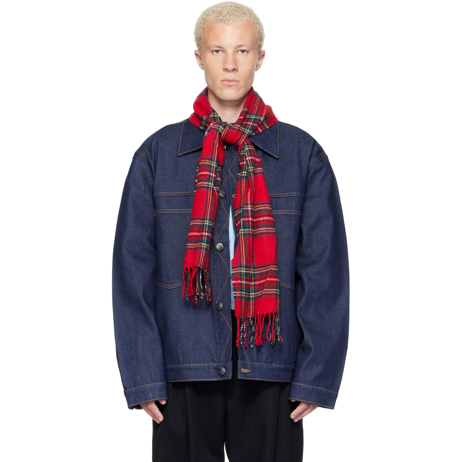 Charles Jeffrey LOVERBOY Navy Scarf Denim Jacket