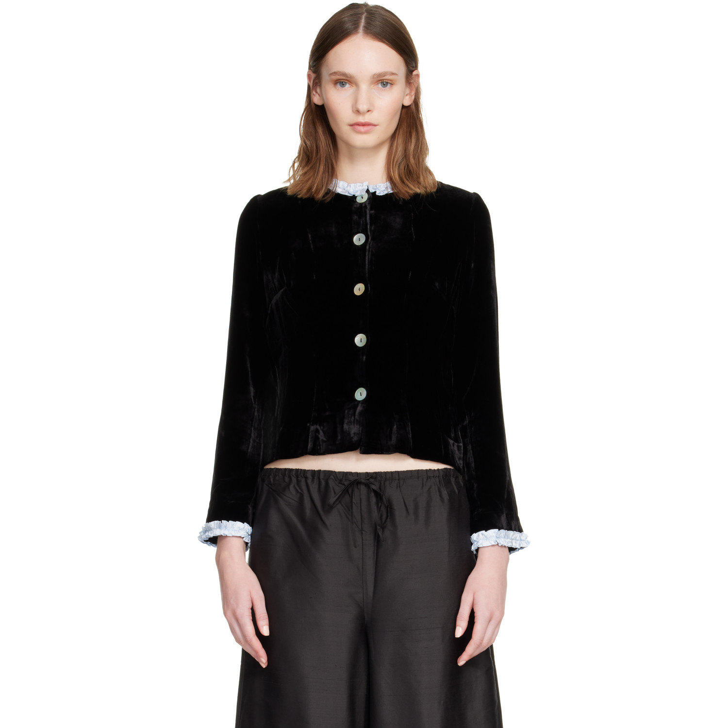 Hai Black Coraline Jacket In Black & Light Blue