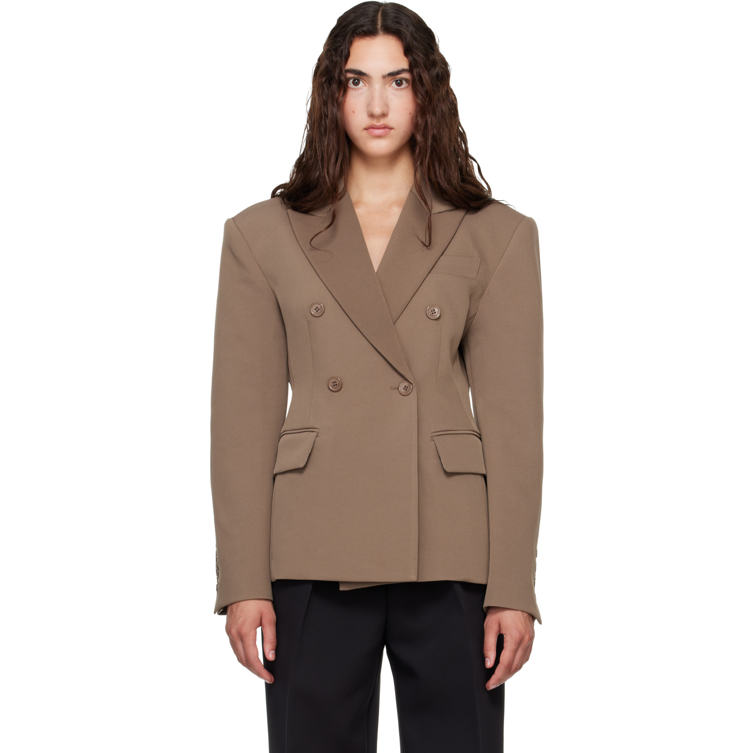 The Frankie Shop Taupe Doyer Cinched Blazer