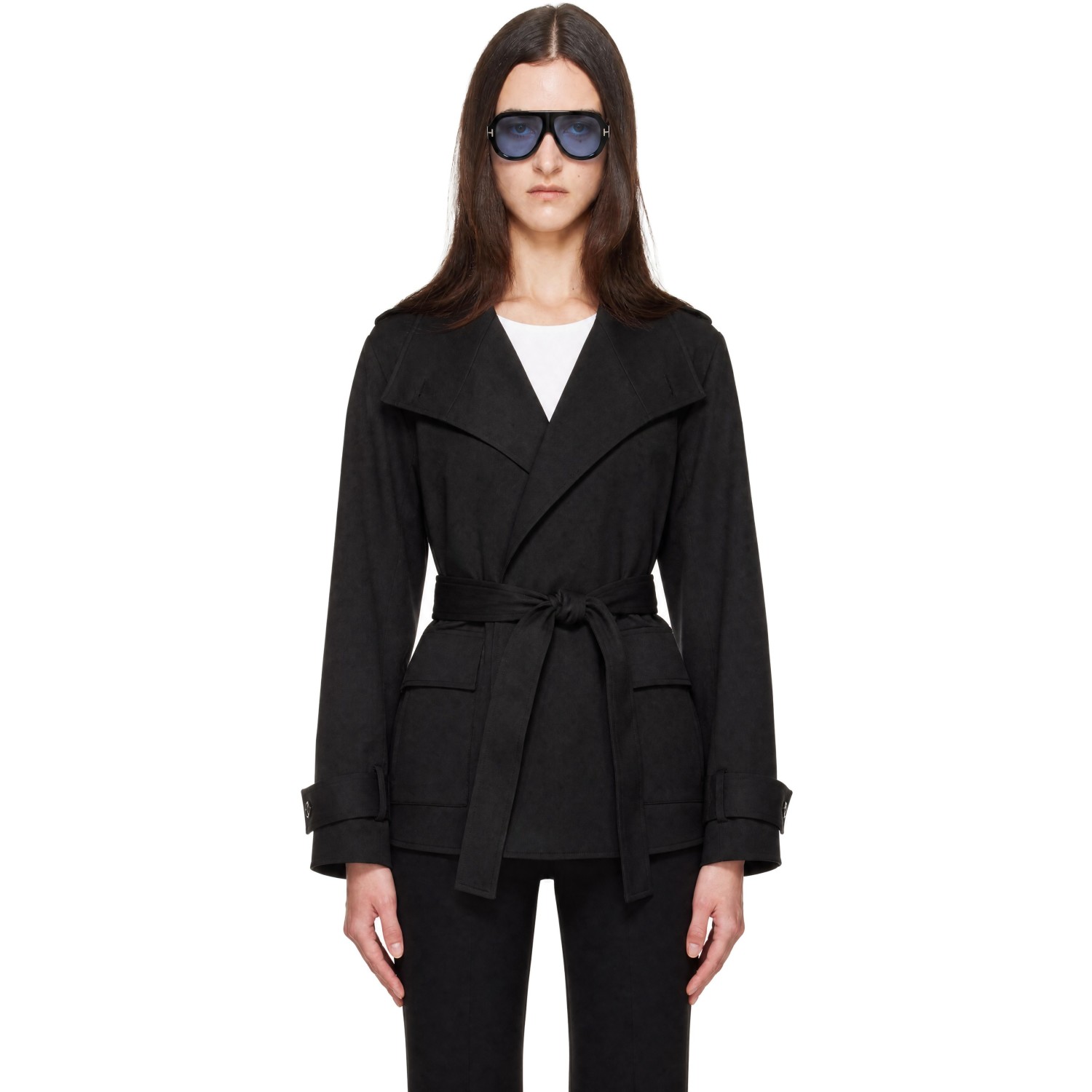 The Frankie Shop Black Tavea Belted Jacket