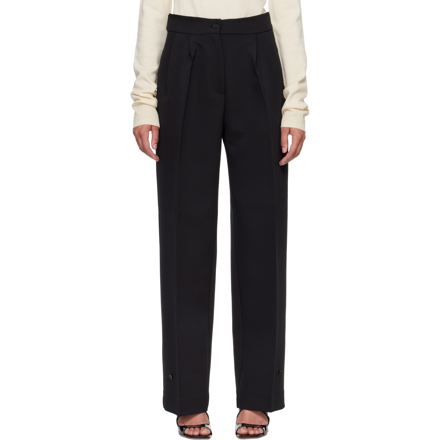 The Frankie Shop Black Doyer Pleated Trousers