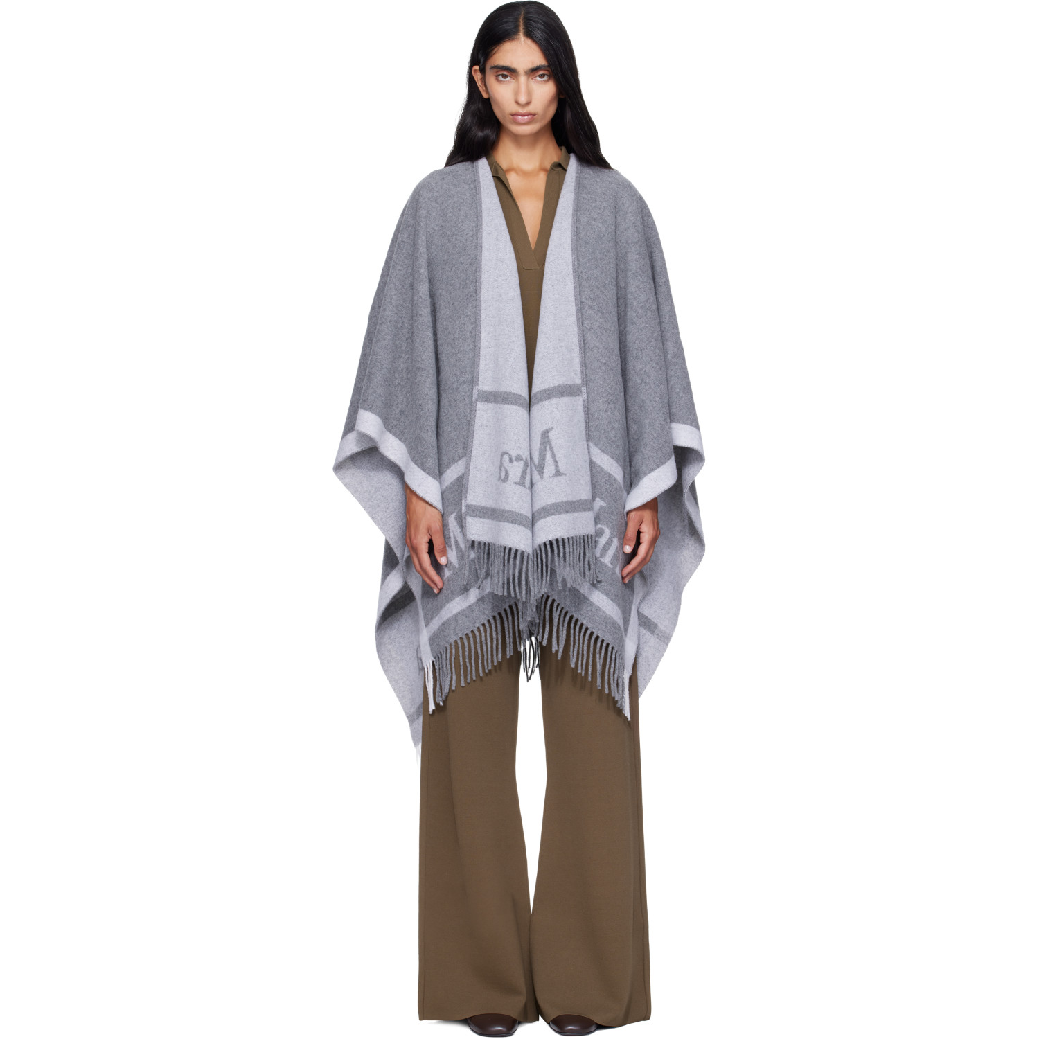 Max Mara Gray Hildestole Scarf