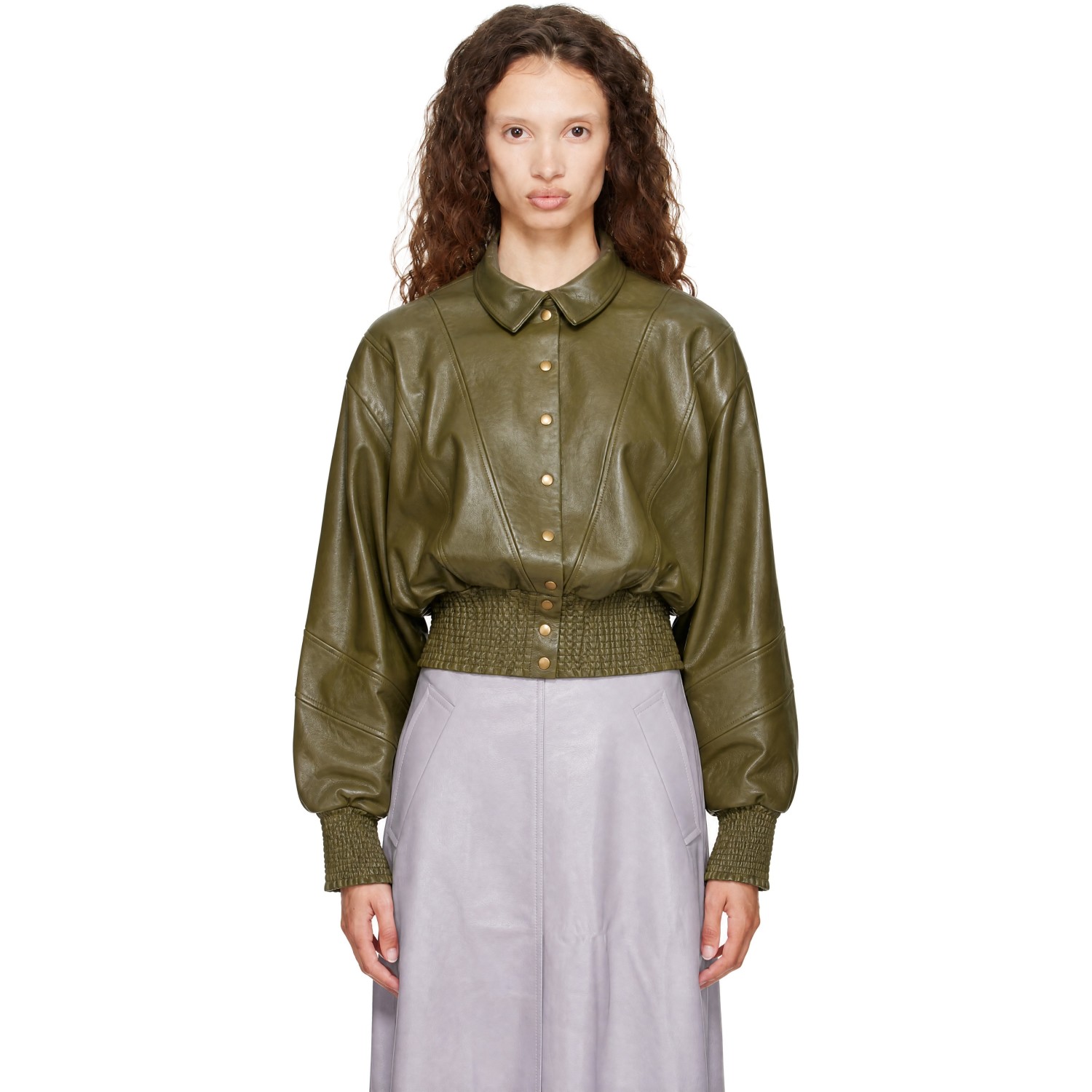 Nicklas Skovgaard Green Sandy Leather Jacket