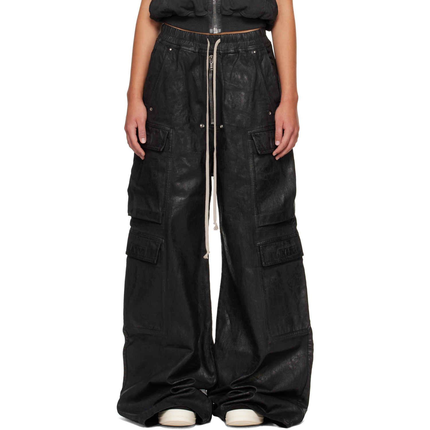 Rick Owens DRKSHDW Black Tower Double Cargo Jumbo Belas Jeans