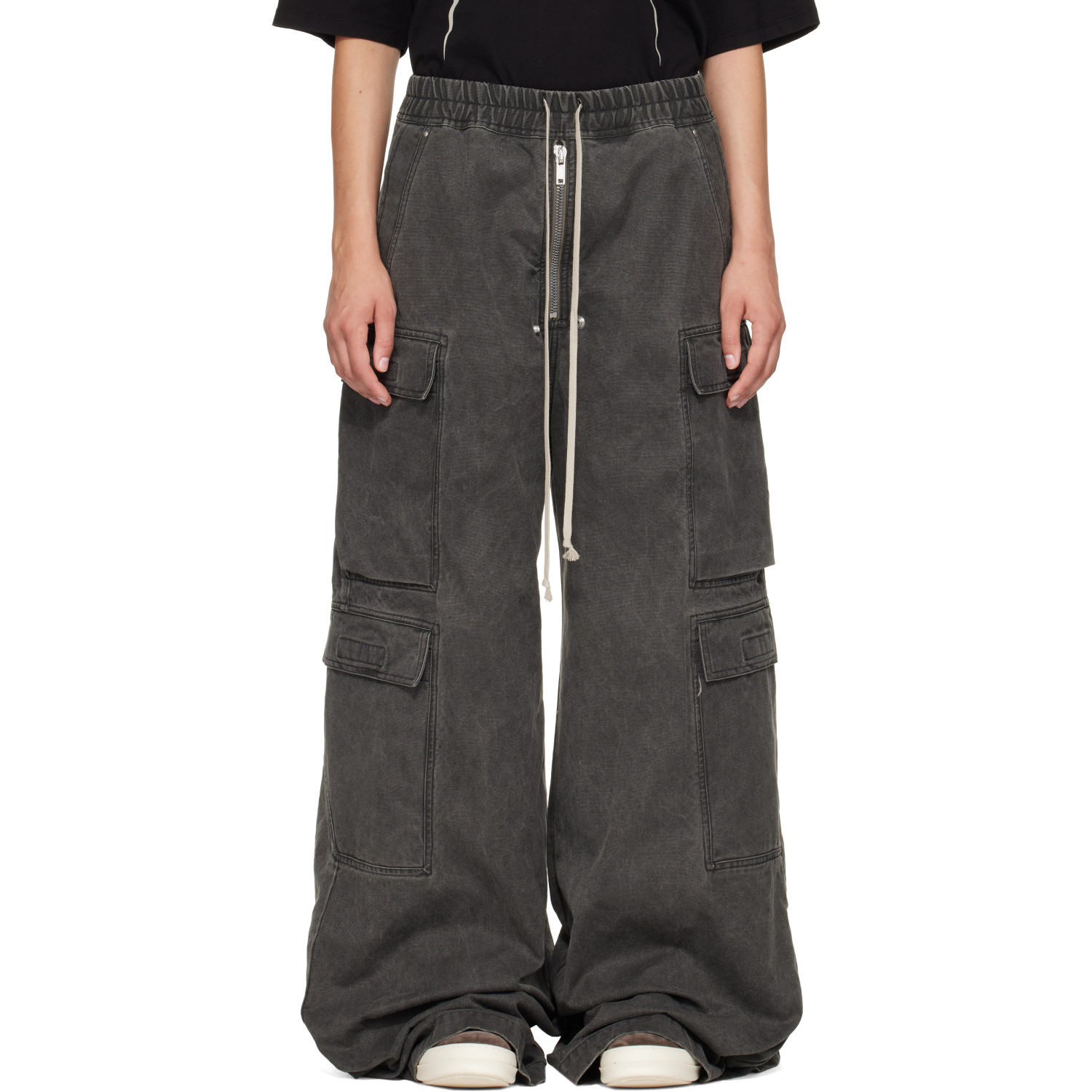 Rick Owens DRKSHDW Black Tower Double Cargo Jumbo Belas Pants