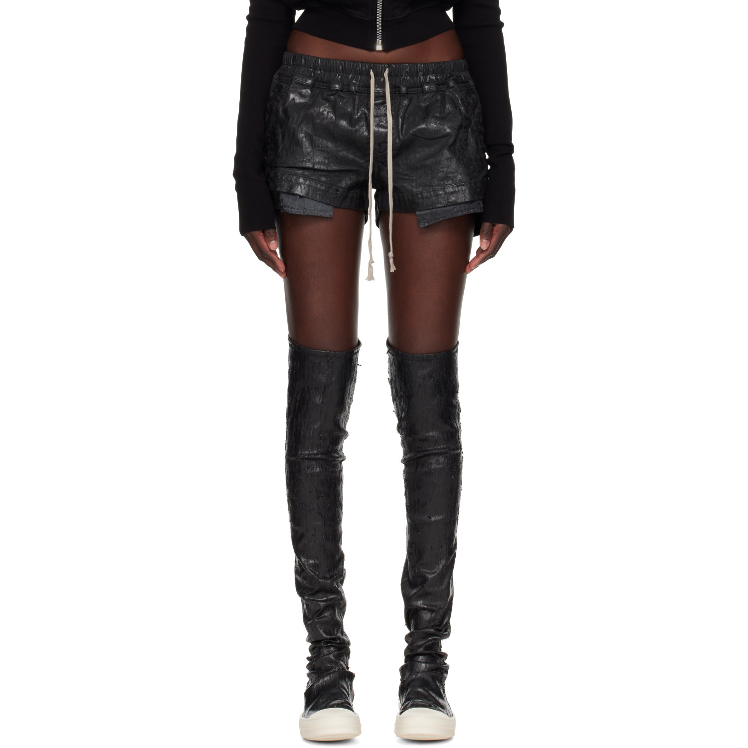 Rick Owens DRKSHDW Black Tower Fog Boxers Denim Shorts