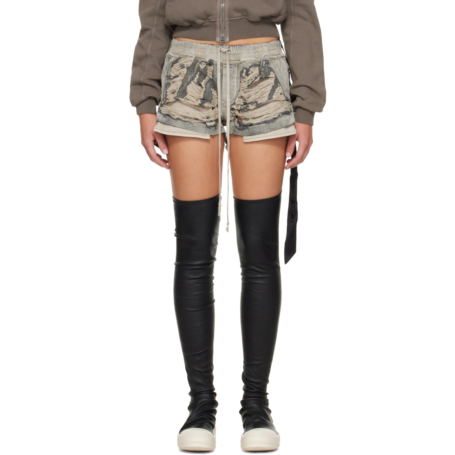 Rick Owens DRKSHDW Blue Tower Fog Boxers Denim Shorts