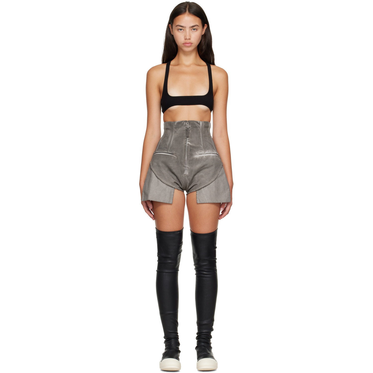 Rick Owens DRKSHDW Gray Tower Dirt Cutoff Denim Shorts