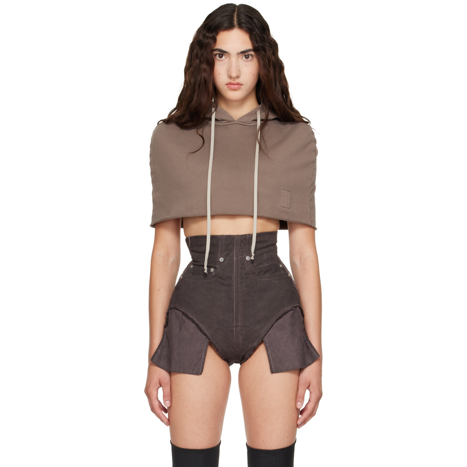 Rick Owens DRKSHDW Taupe Tower Hood Shrug