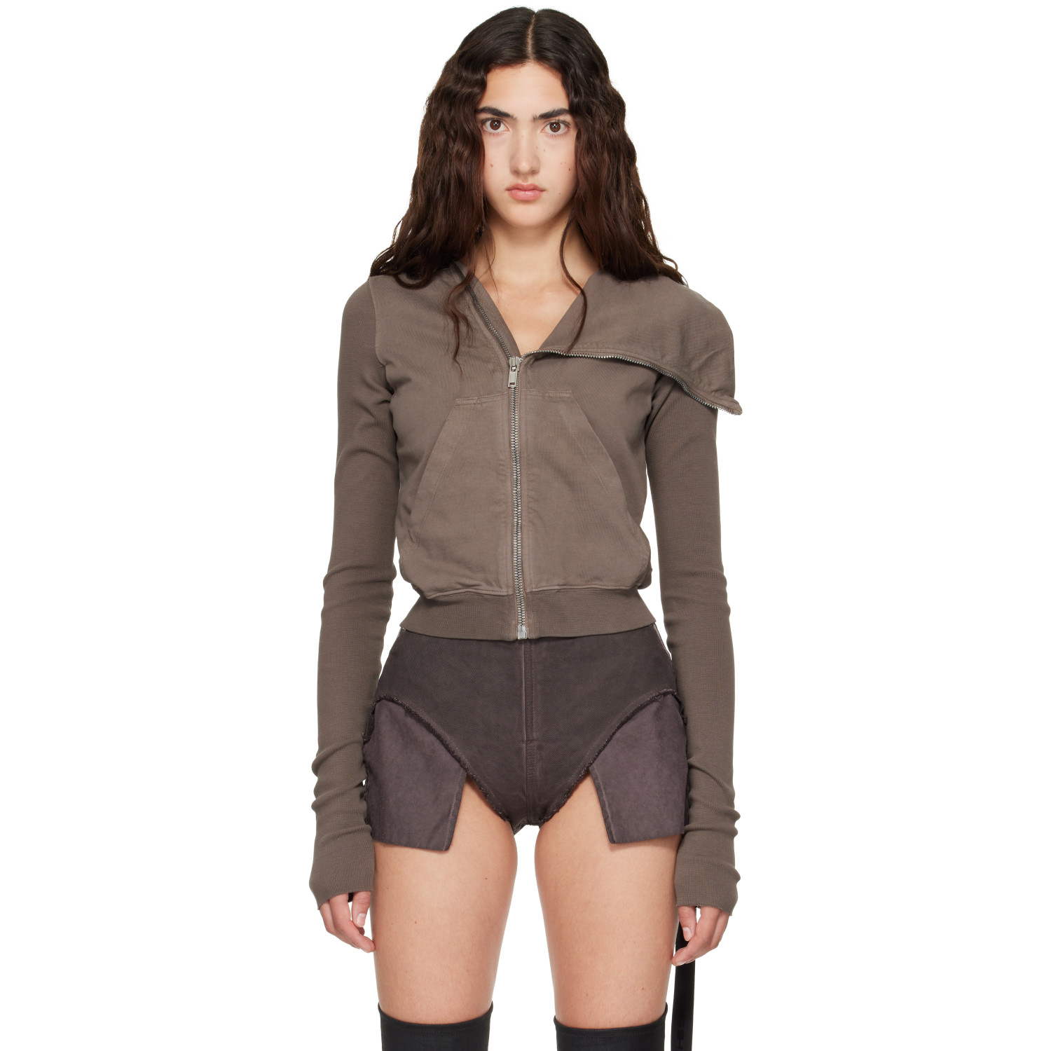 Rick Owens DRKSHDW Taupe Tower Mountain Sweat Jacket