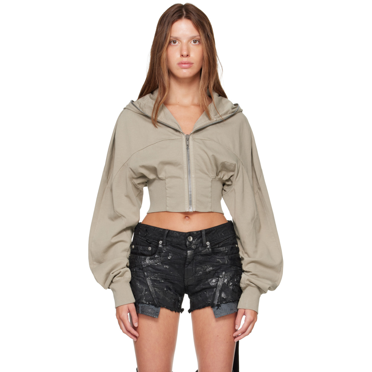 Rick Owens DRKSHDW Taupe Tower Collage Hoodie