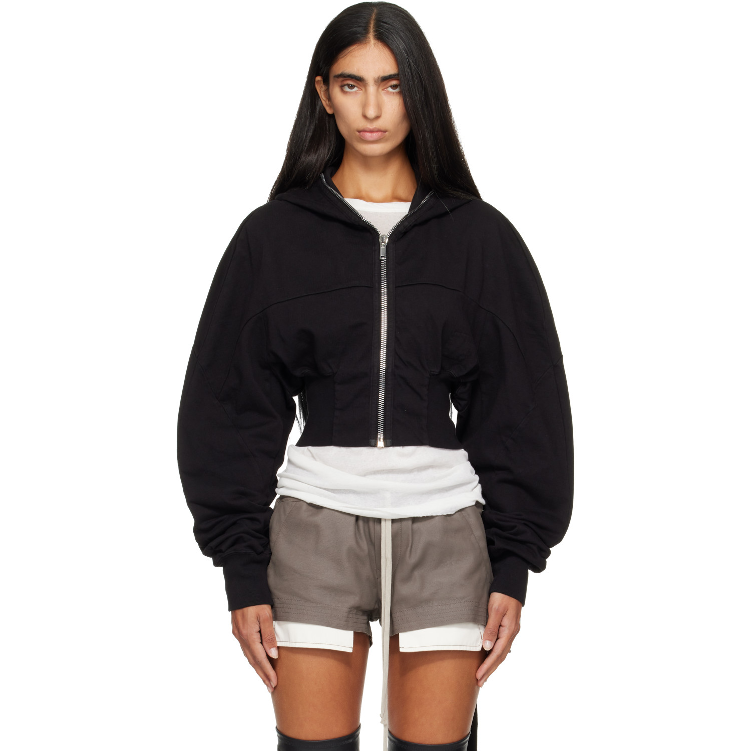 Rick Owens DRKSHDW Black Tower Collage Hoodie