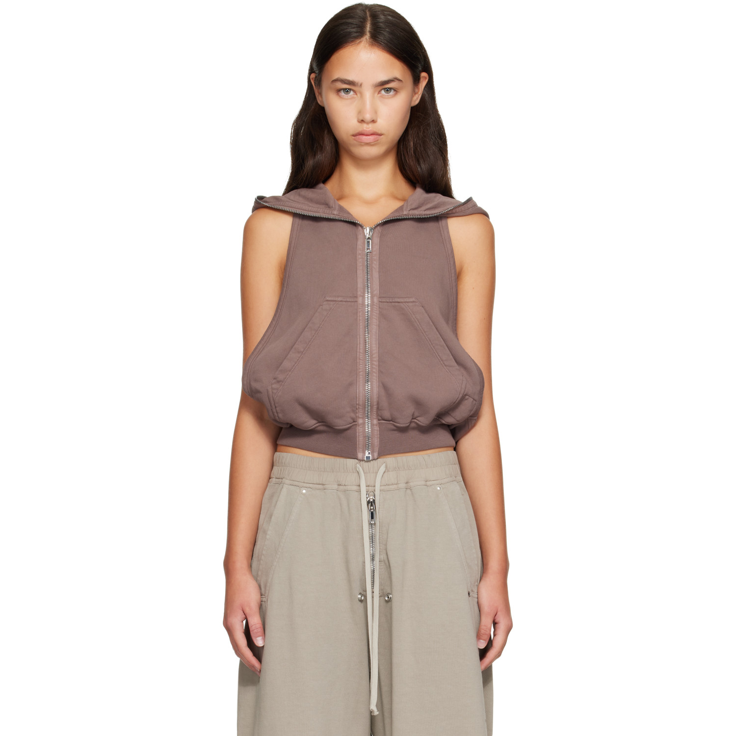 Rick Owens DRKSHDW Taupe Tower Cyclops SL Hoodie